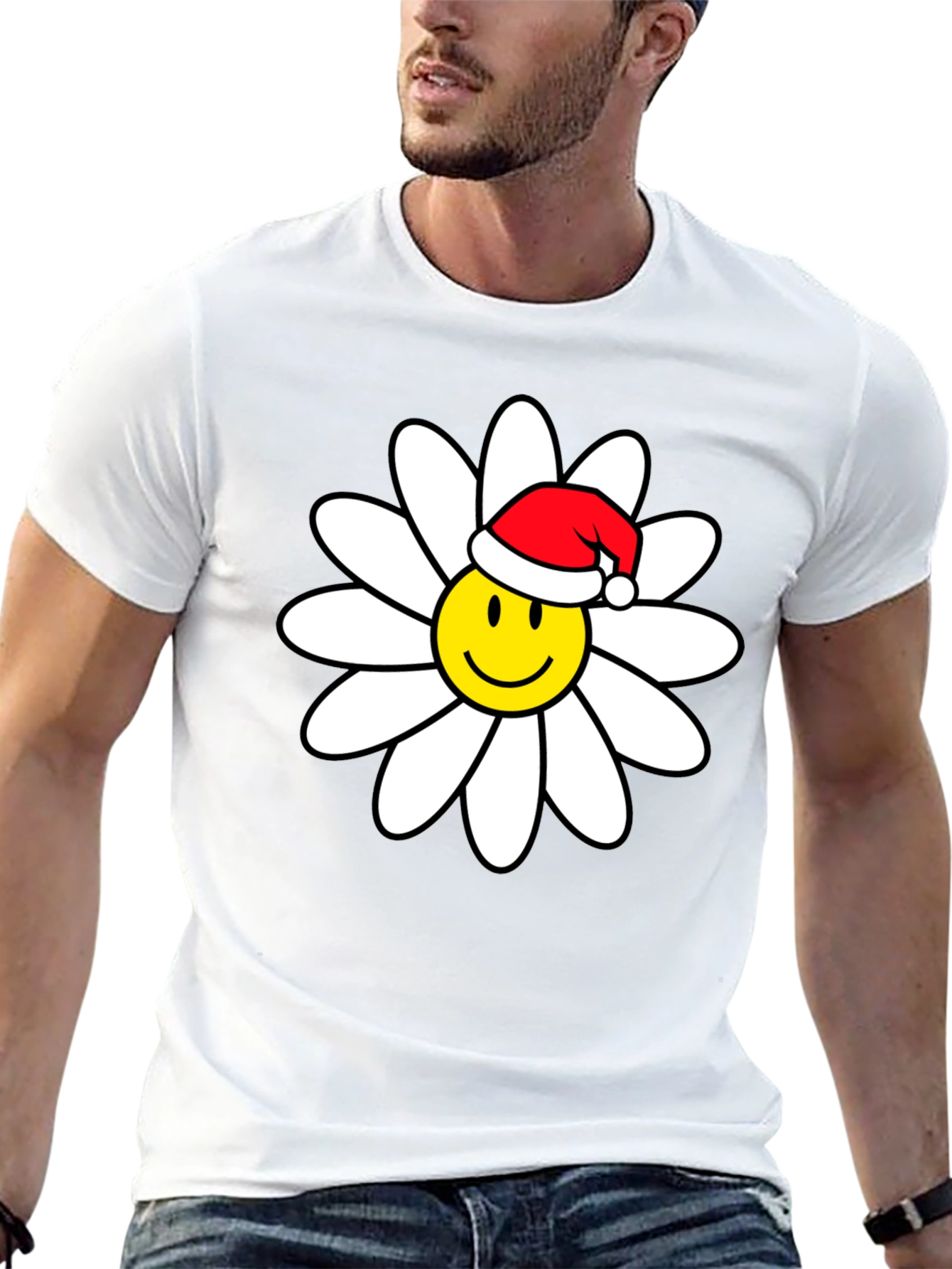 Daisy Smiley Face Santa Hat T-Shirt