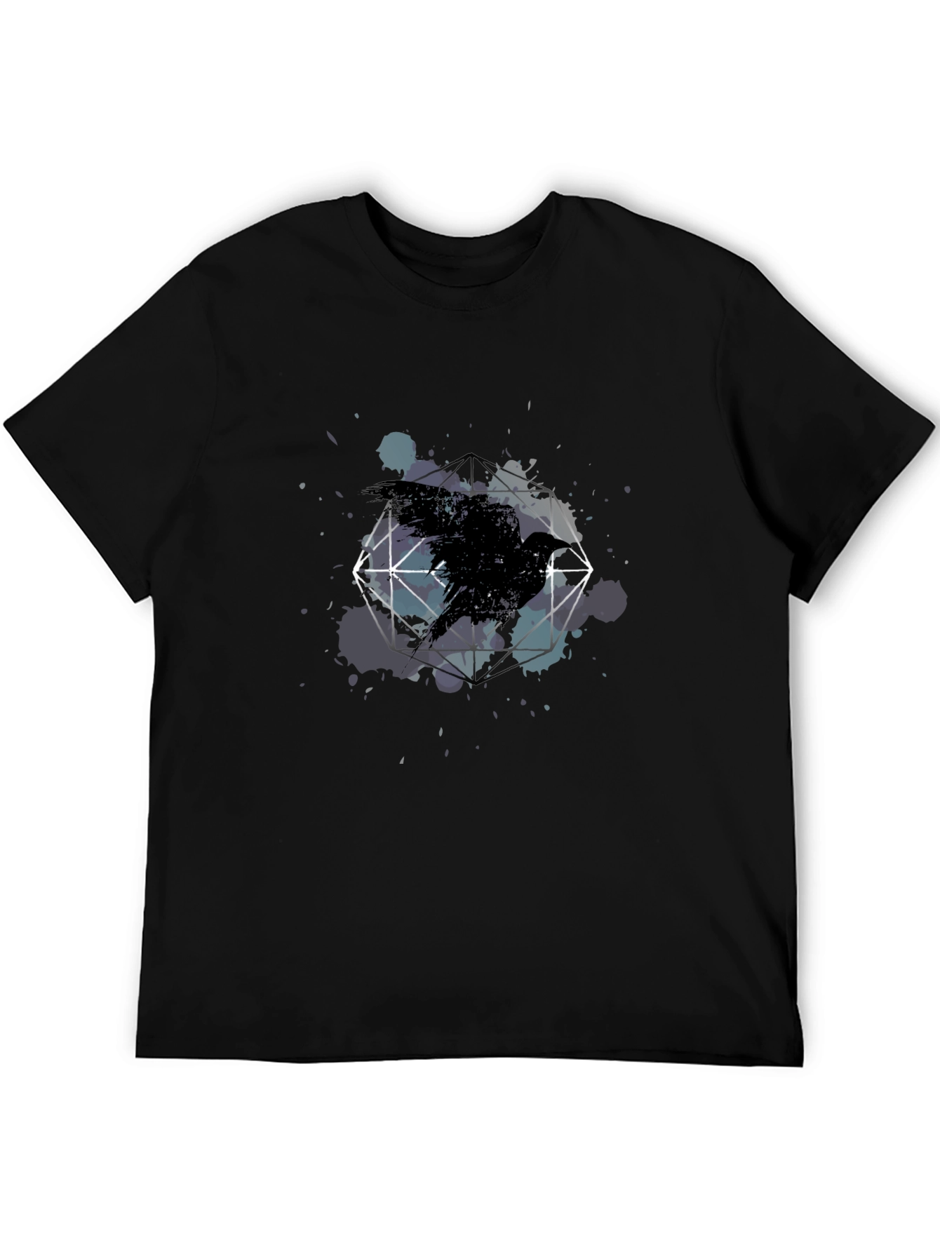 Raven Geometric Art Black T-Shirt