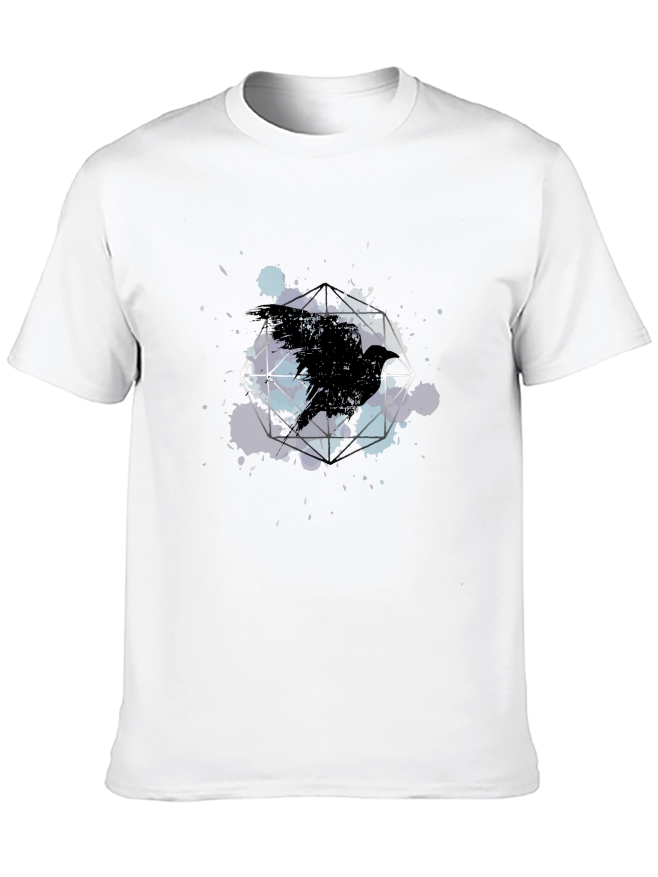 Raven Geometric Art Black T-Shirt