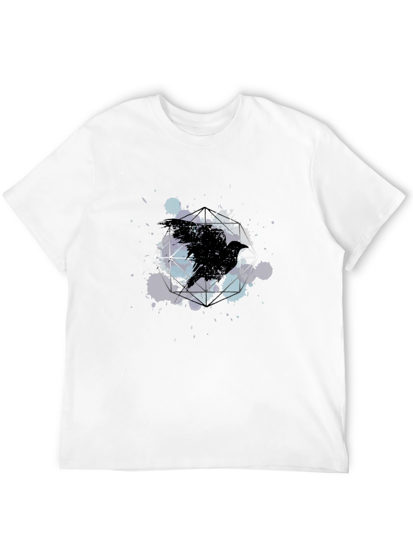 Raven Geometric Art Black T-Shirt