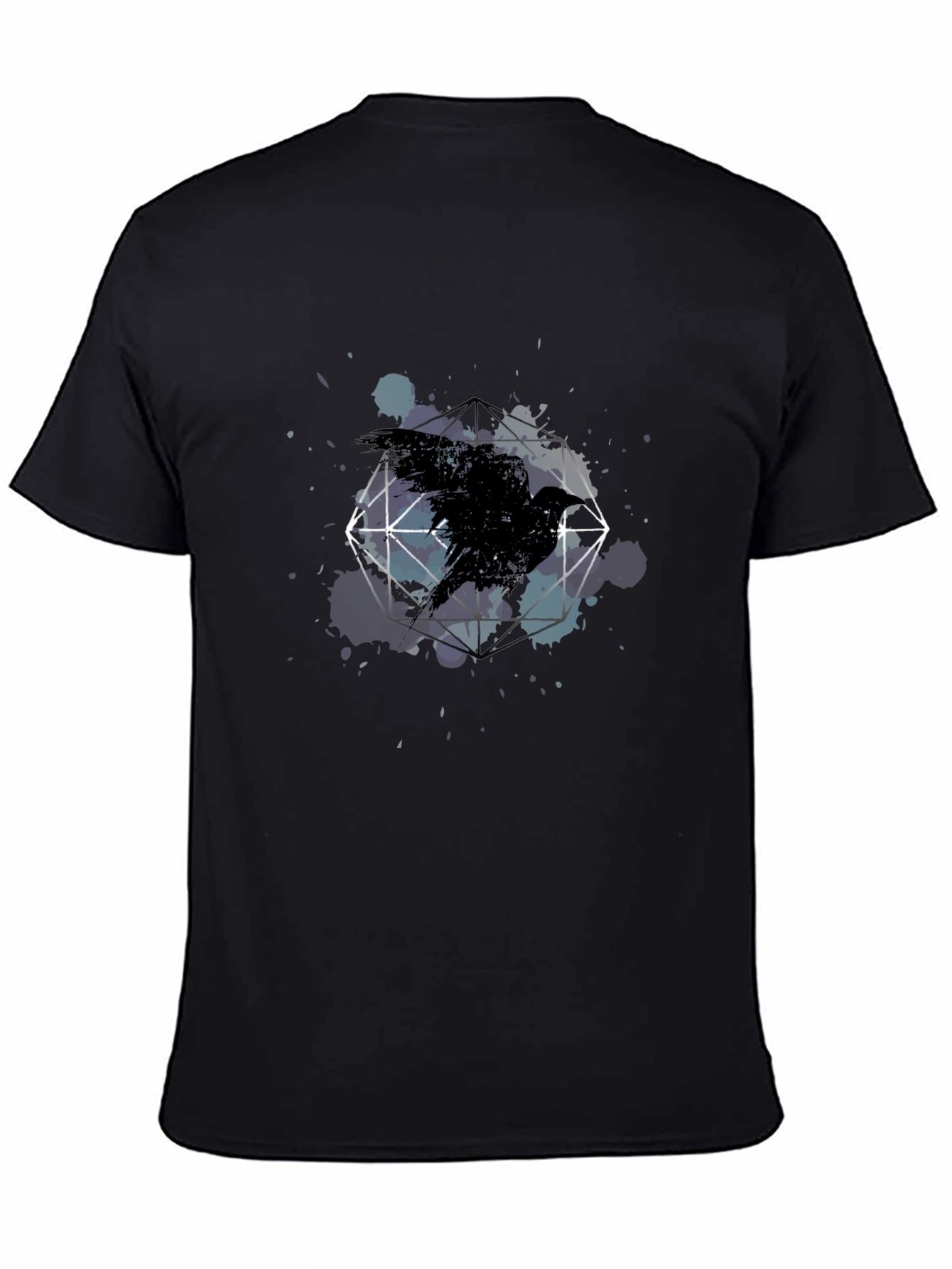 Raven Geometric Art Black T-Shirt