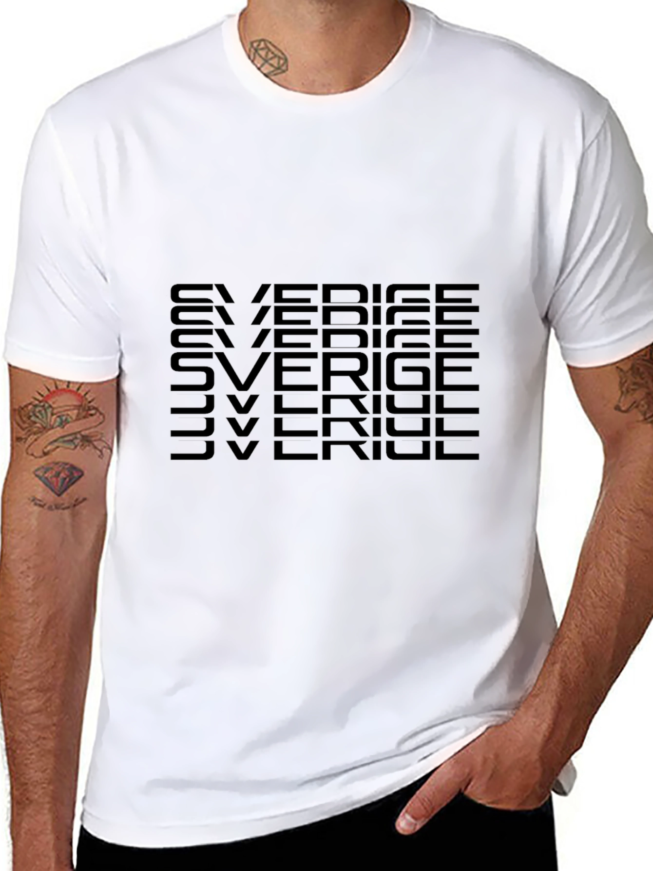 Sweden Sverige Text Graphic T-Shirt - Black