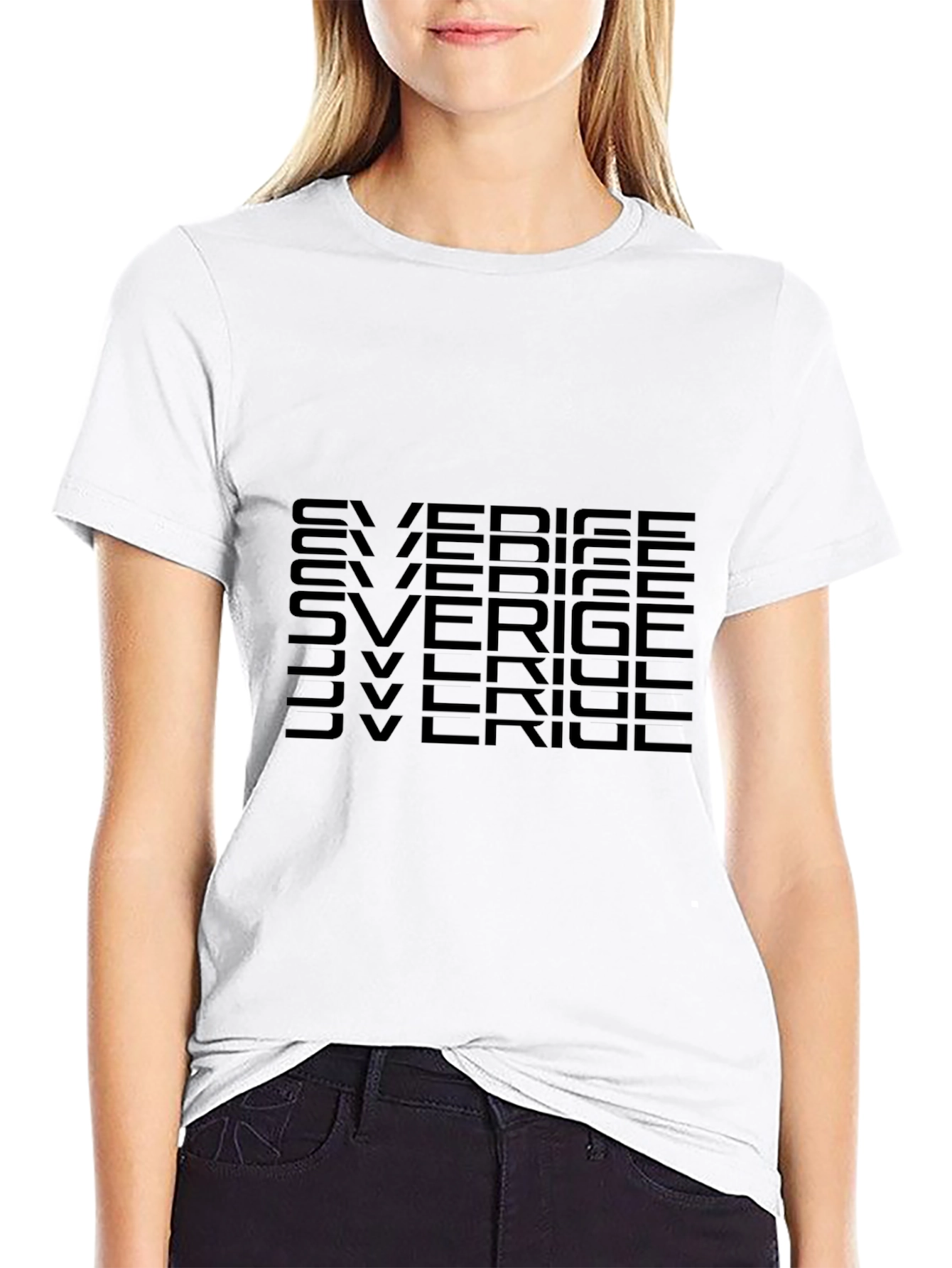 Sweden Sverige Text Graphic T-Shirt - Black