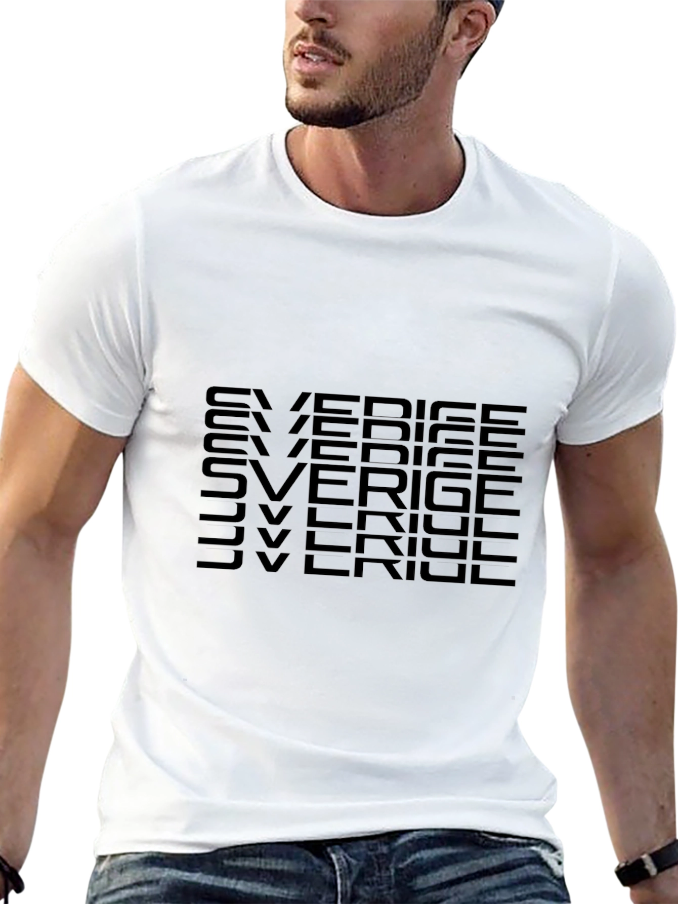 Sweden Sverige Text Graphic T-Shirt - Black