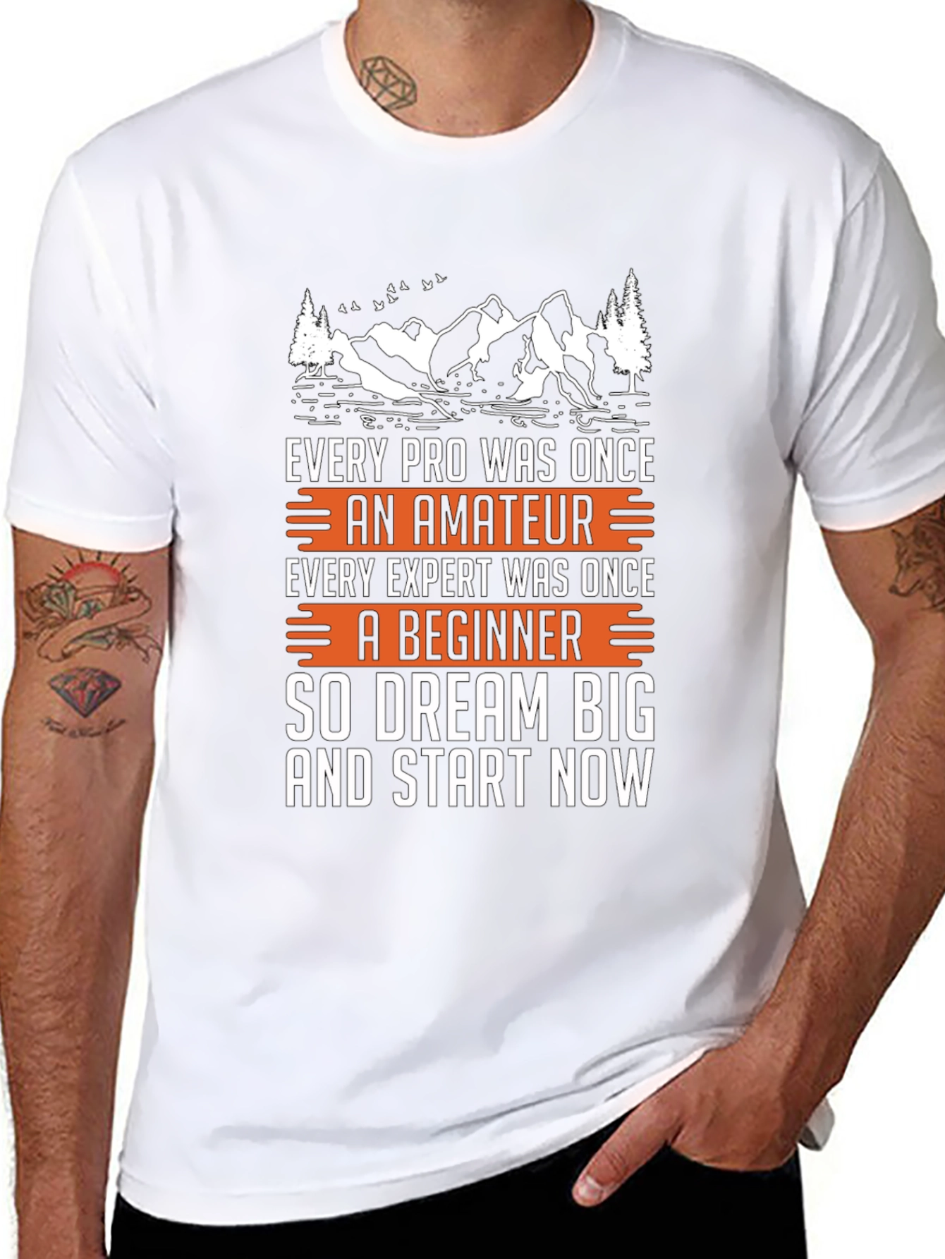 Motivational Black T-Shirt - Dream Big Start Now