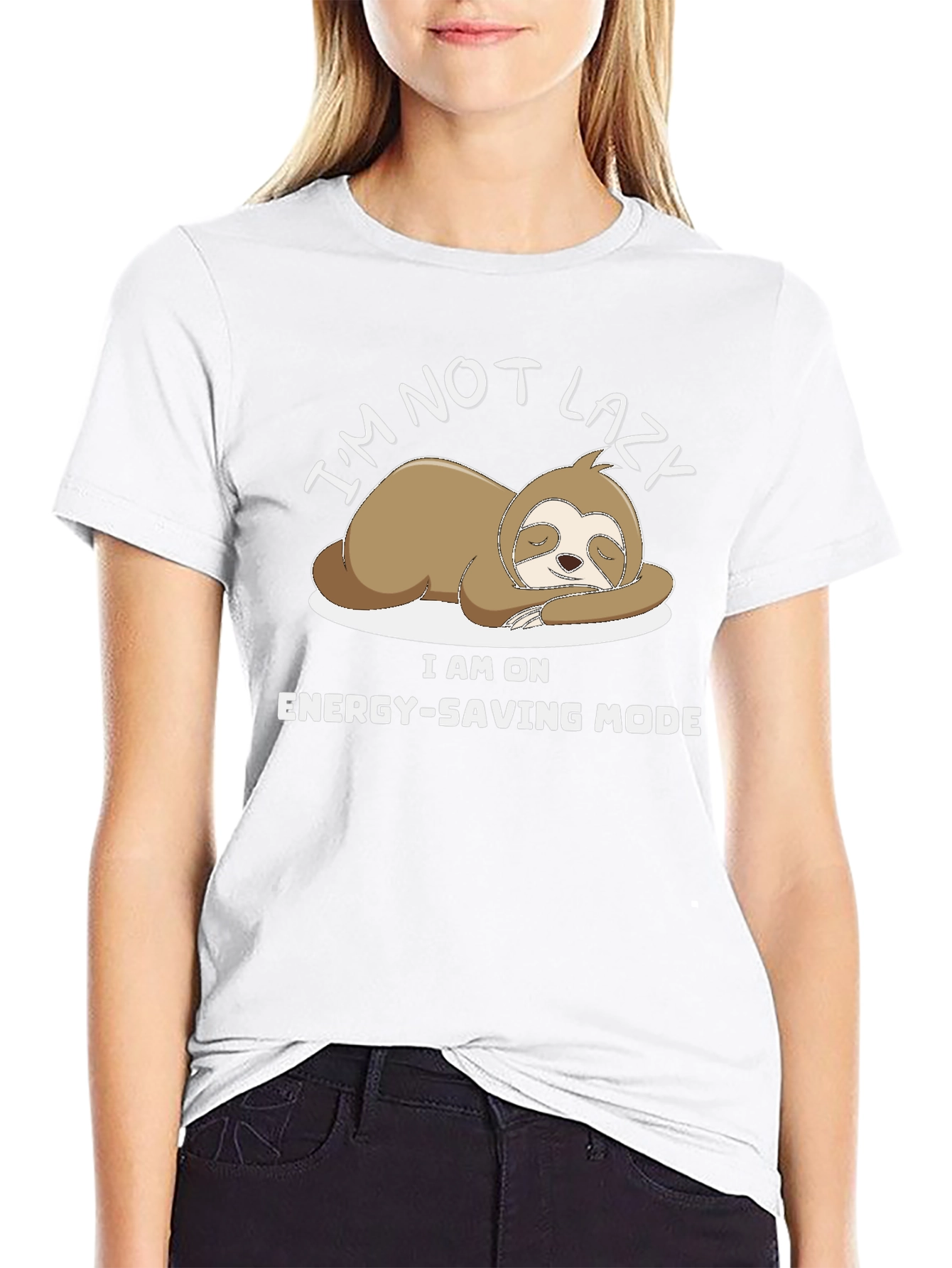 Lazy Sloth Energy-Saving Mode Black T-Shirt