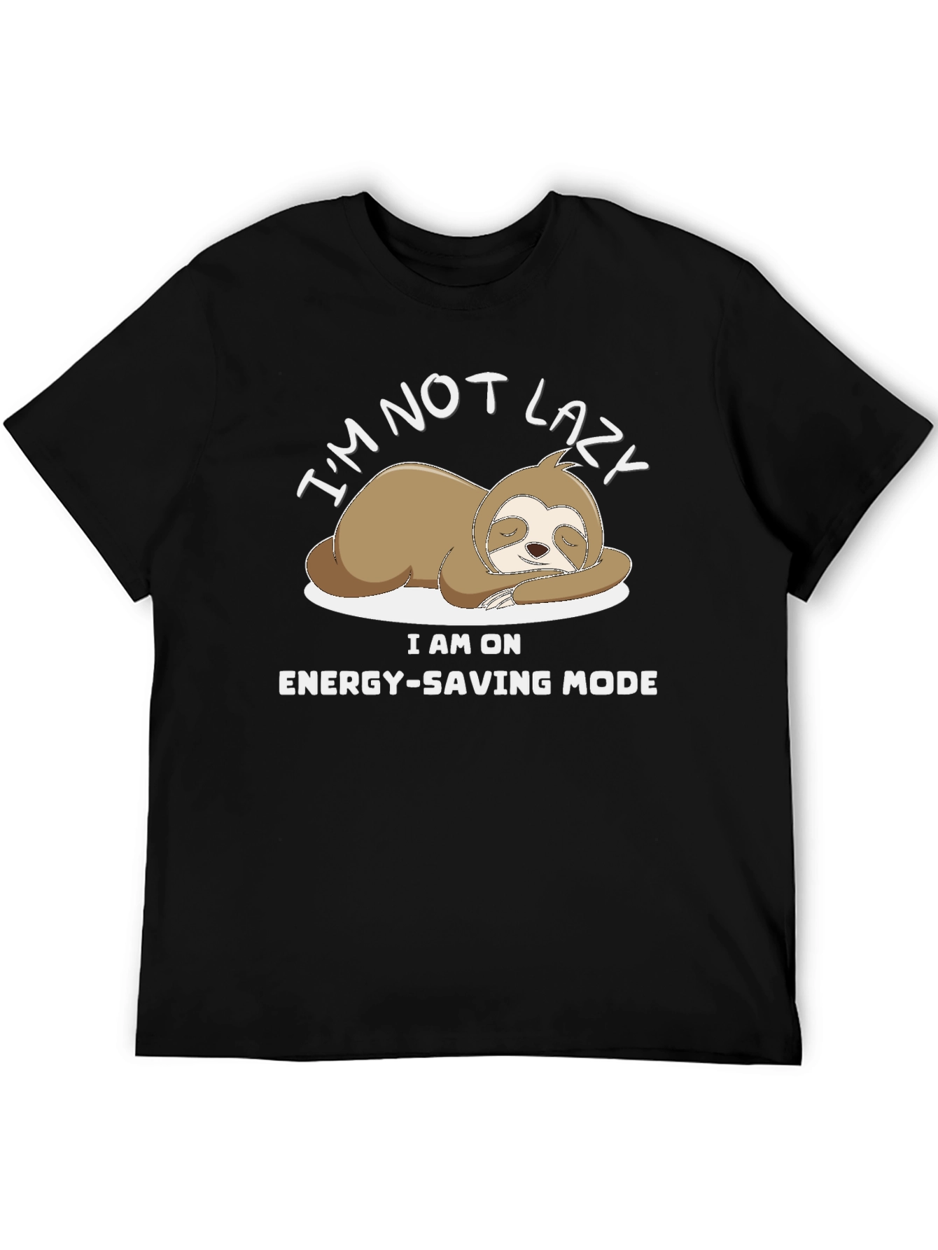 Lazy Sloth Energy-Saving Mode Black T-Shirt