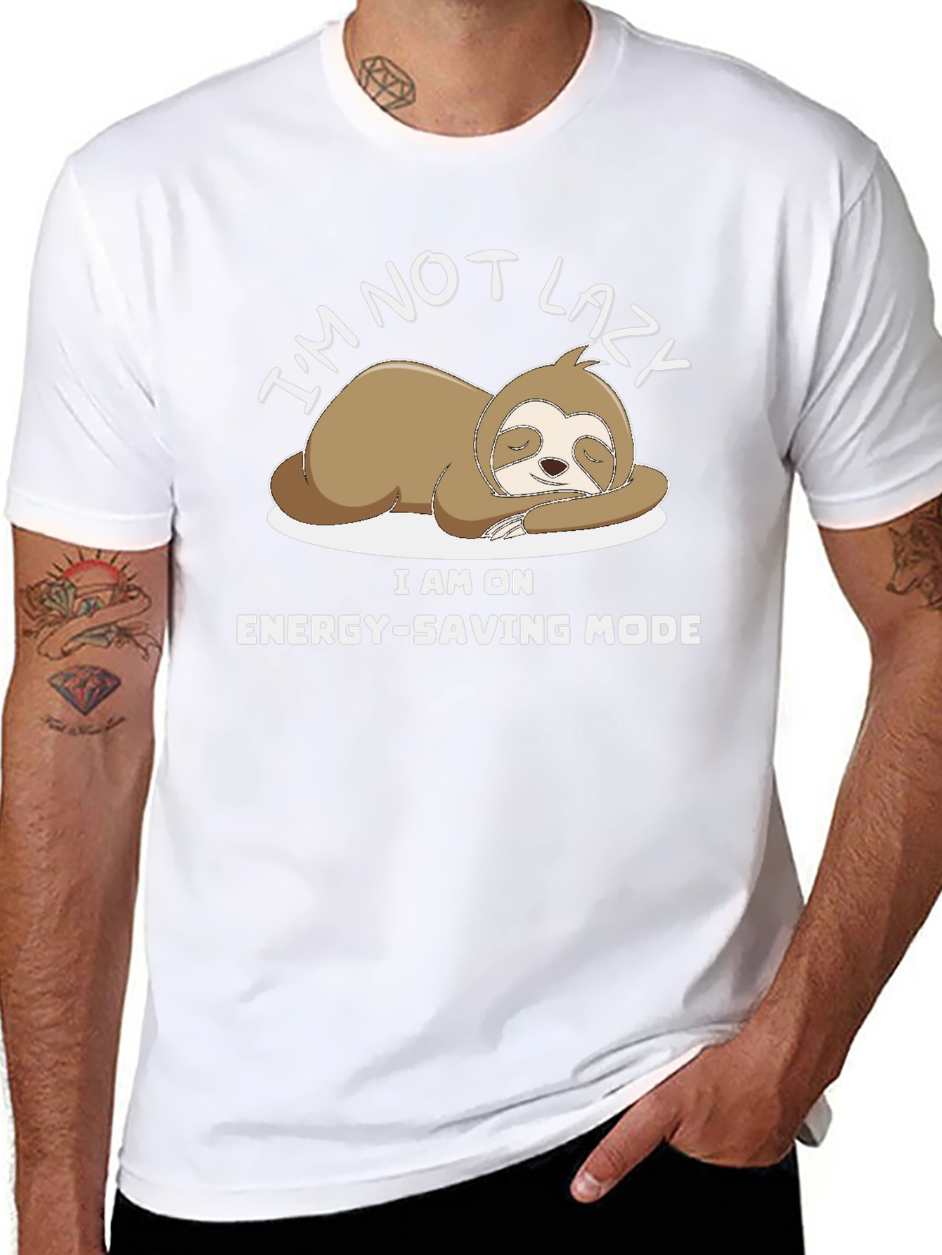 Lazy Sloth Energy-Saving Mode Black T-Shirt