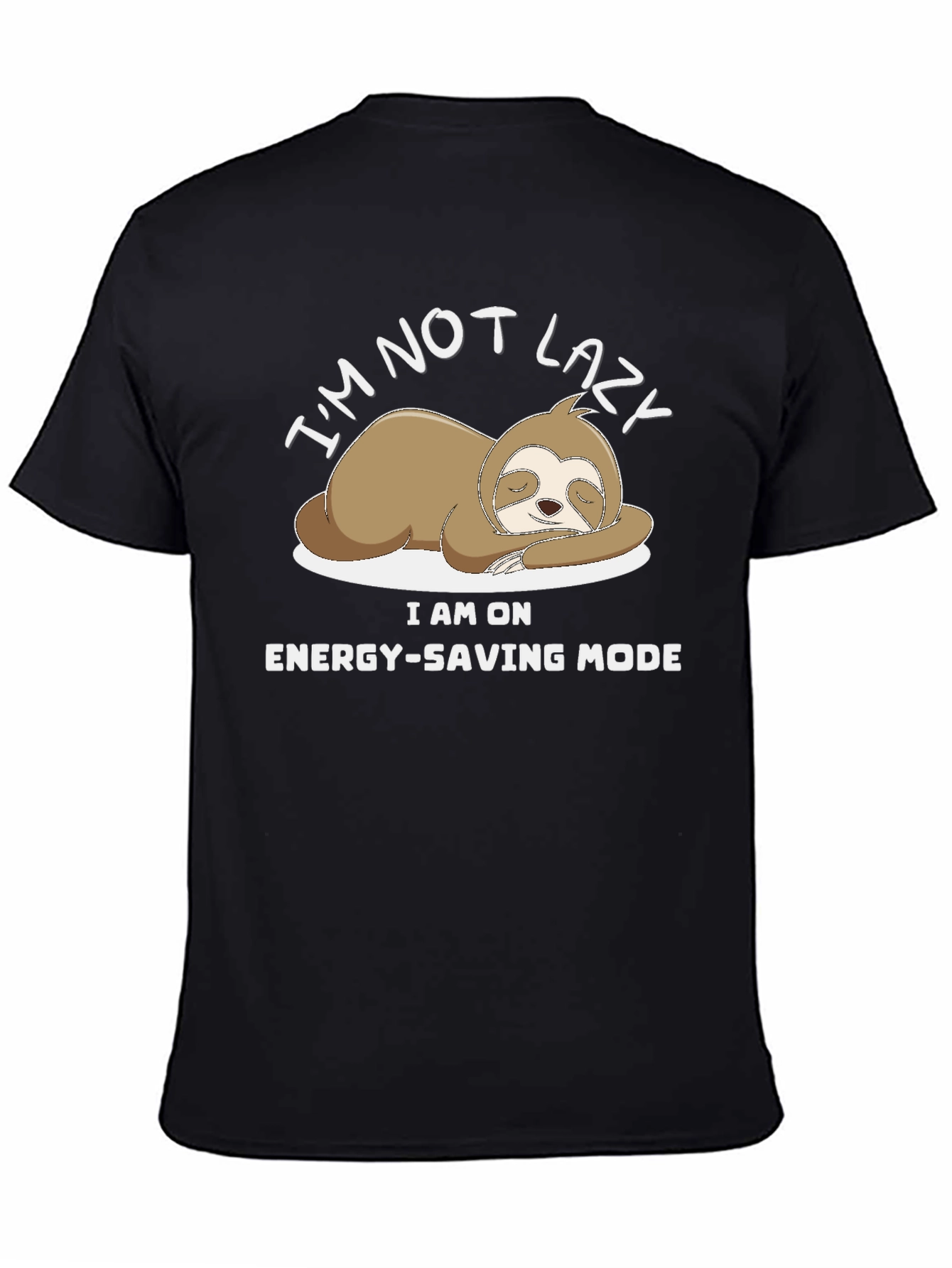 Lazy Sloth Energy-Saving Mode Black T-Shirt