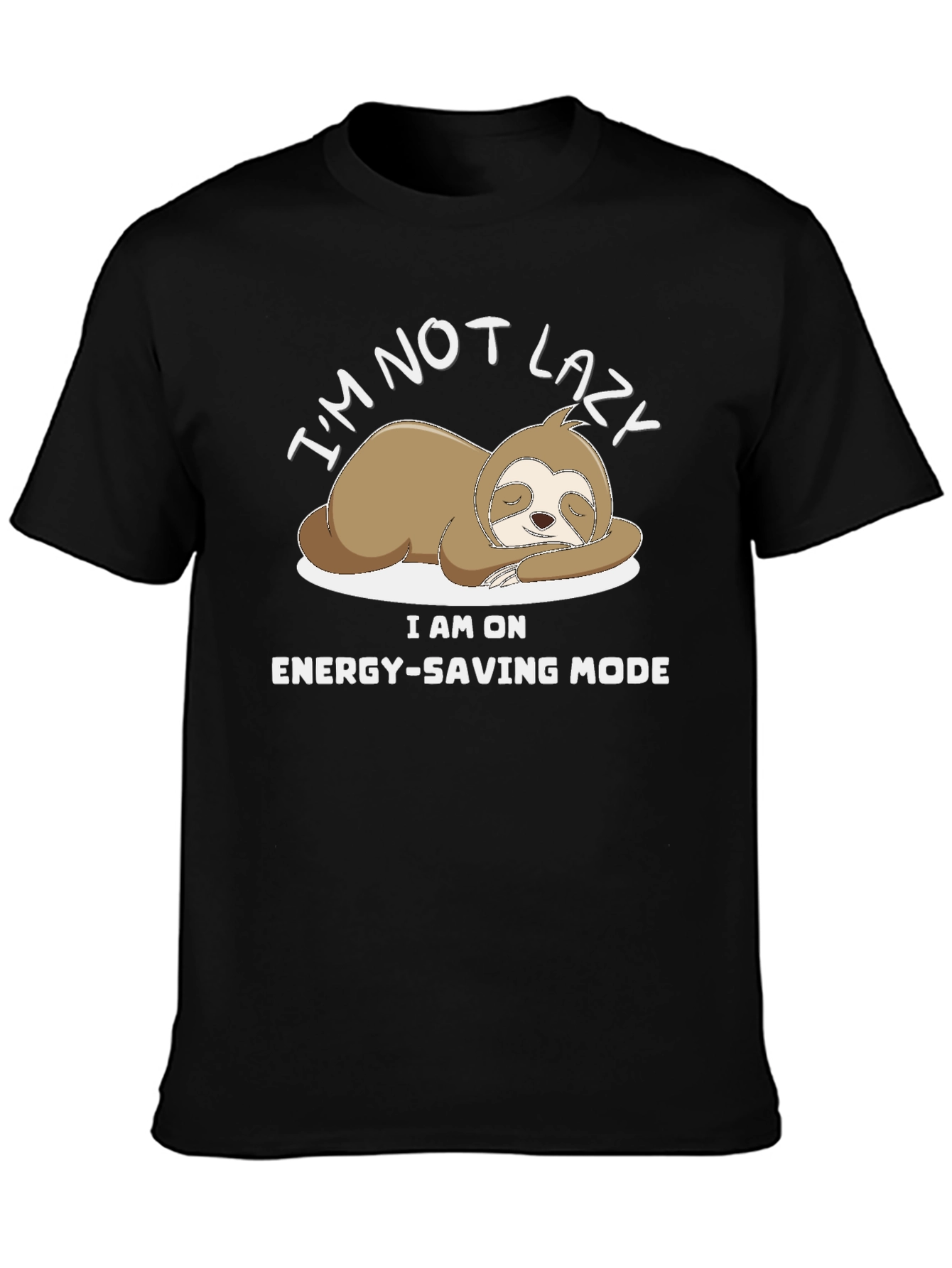 Lazy Sloth Energy-Saving Mode Black T-Shirt