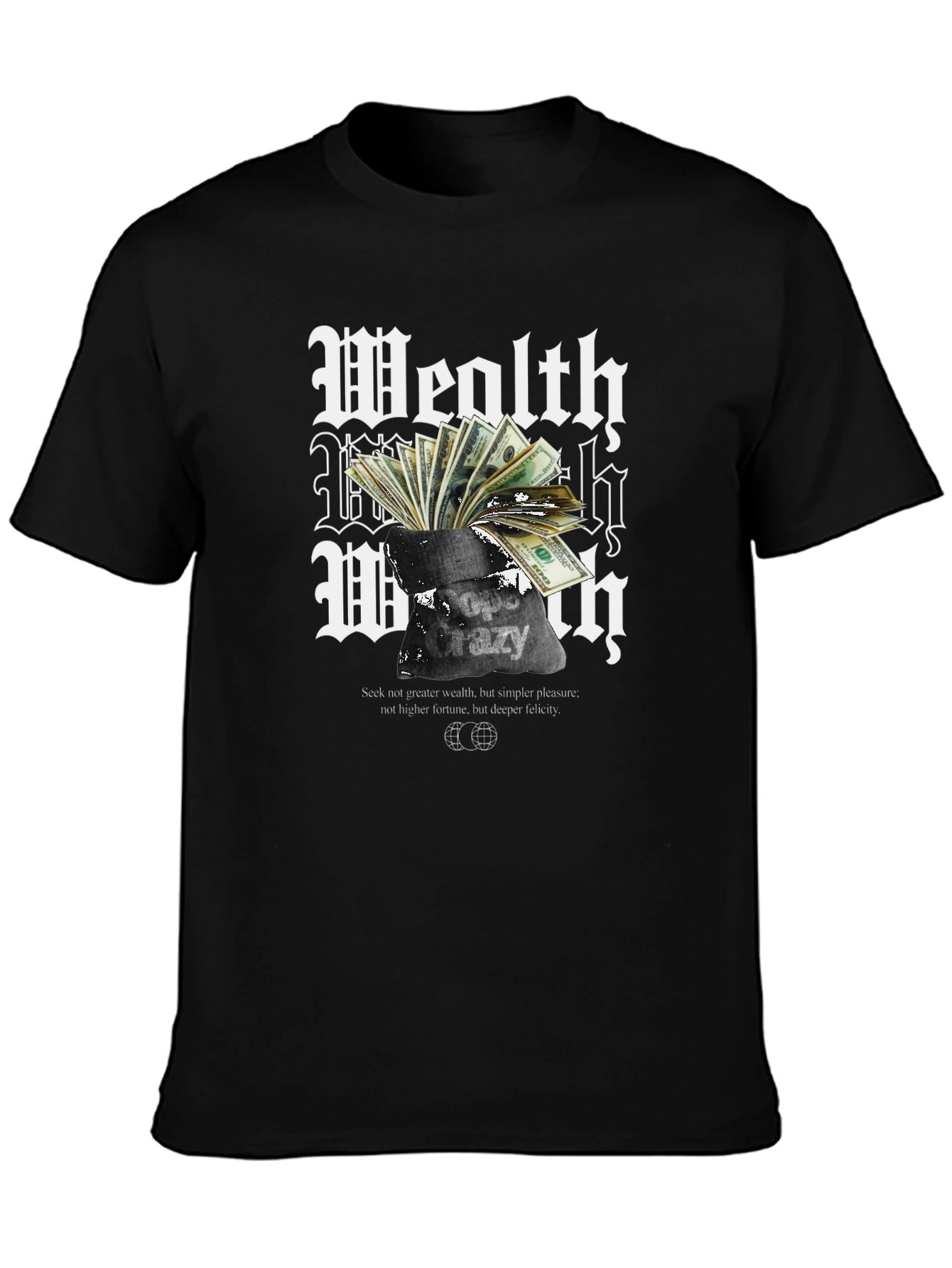 Wealth Crazy T-Shirt - Black Graphic Tee