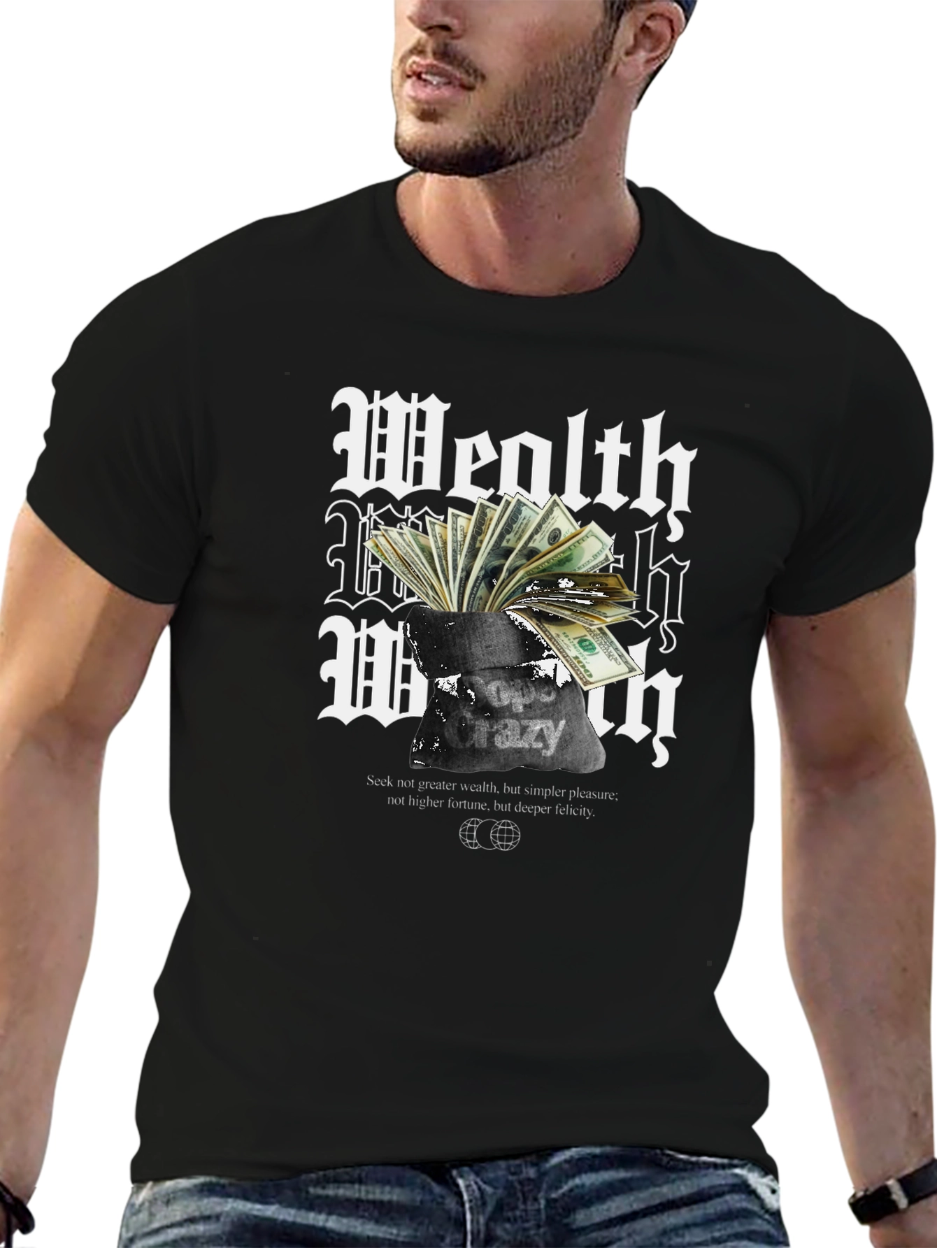 Wealth Crazy T-Shirt - Black Graphic Tee