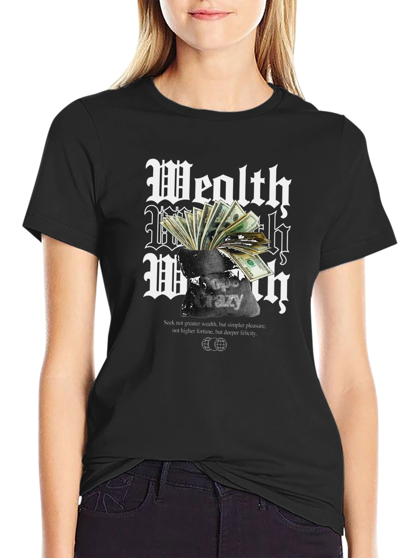Wealth Crazy T-Shirt - Black Graphic Tee