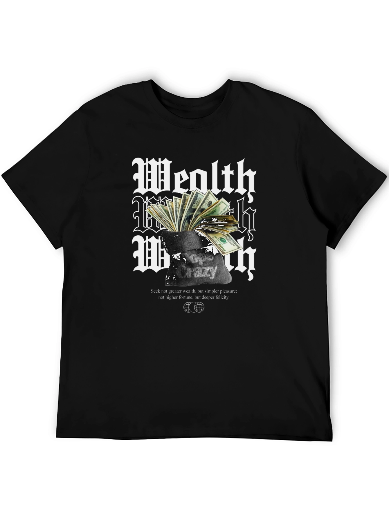 Wealth Crazy T-Shirt - Black Graphic Tee