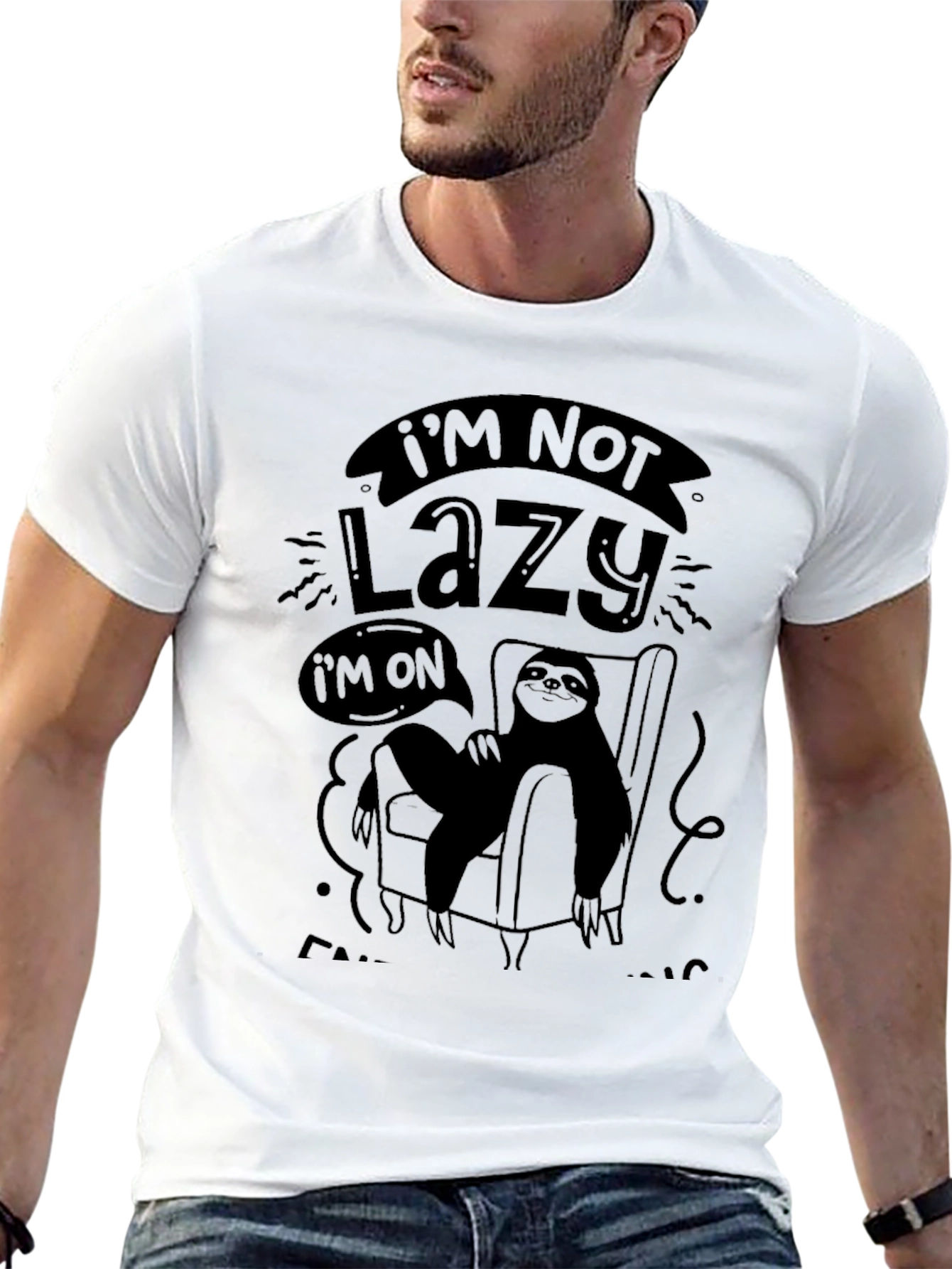 Lazy Sloth Graphic T-Shirt - Mens Black Tee