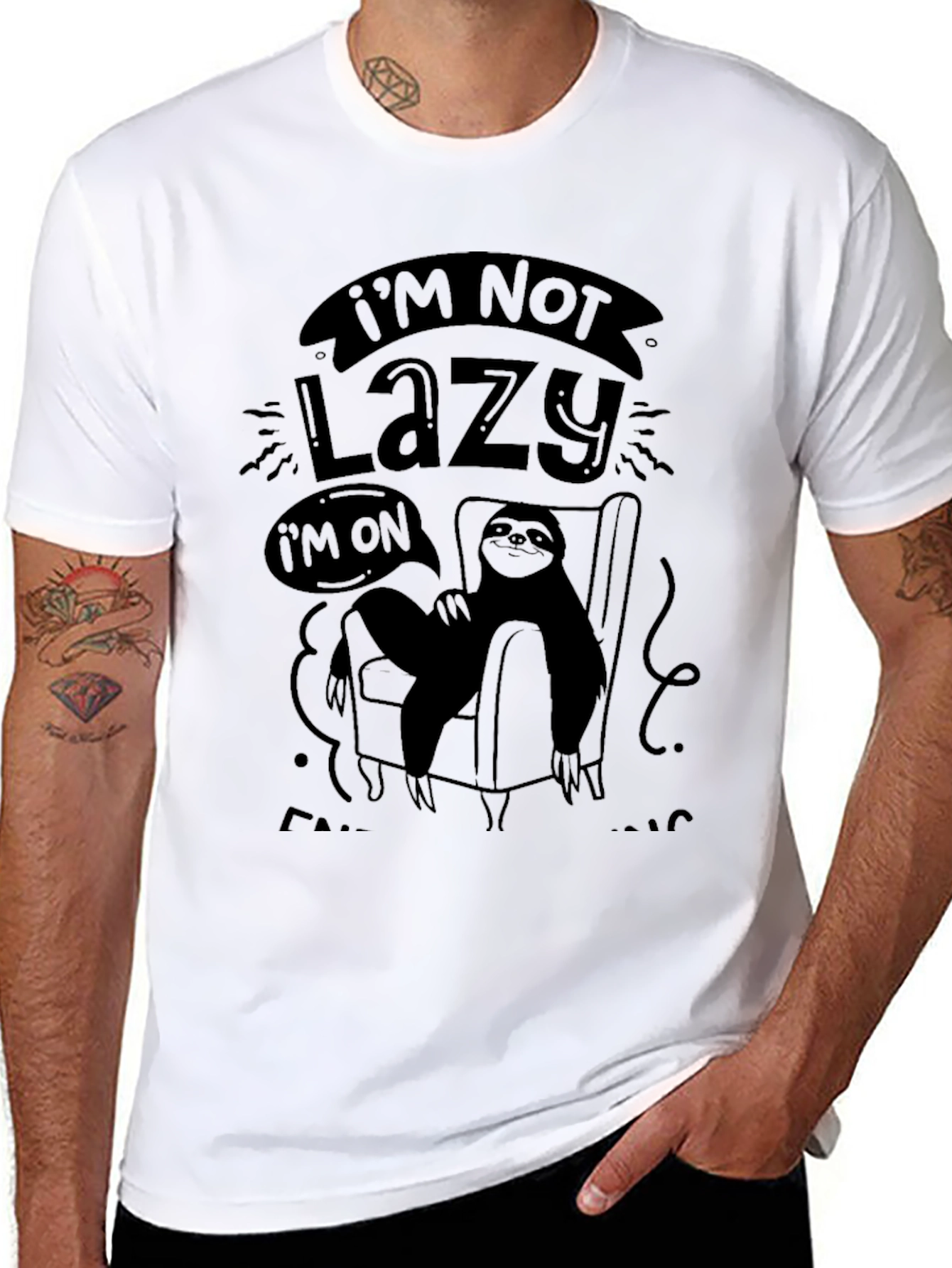 Lazy Sloth Graphic T-Shirt - Mens Black Tee