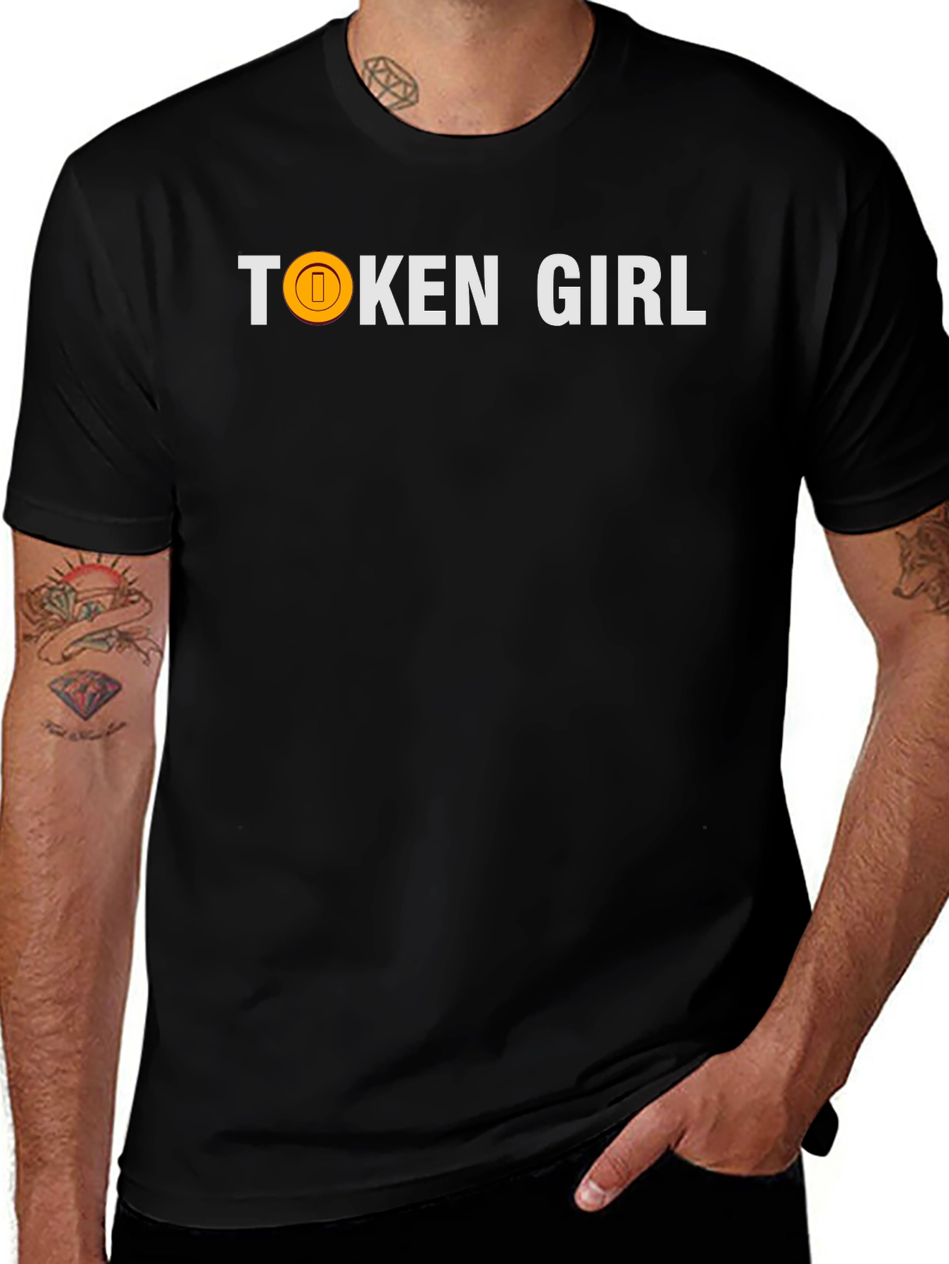 Token Girl Black Cotton Graphic Tee