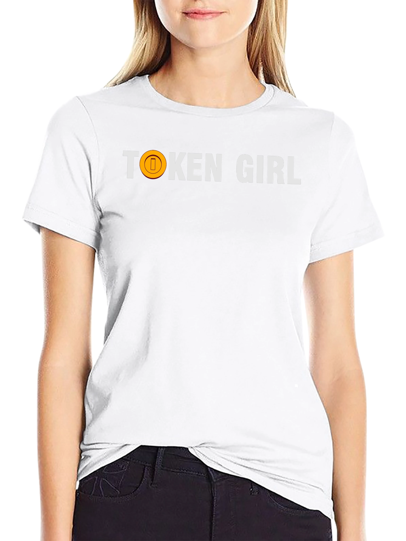 Token Girl Black Cotton Graphic Tee