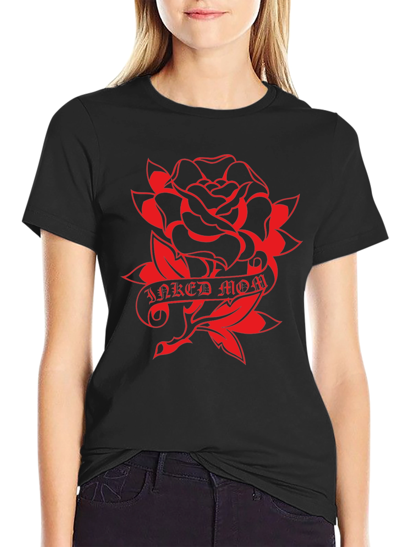 Inked Mom Rose Graphic T-Shirt - Classic Style