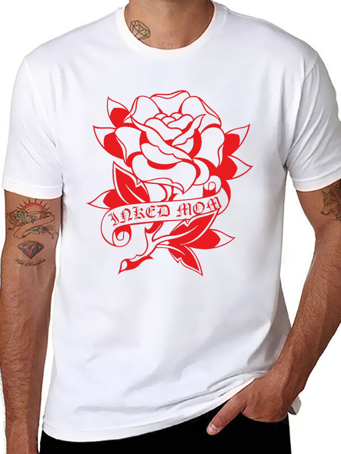 Inked Mom Rose Graphic T-Shirt - Classic Style