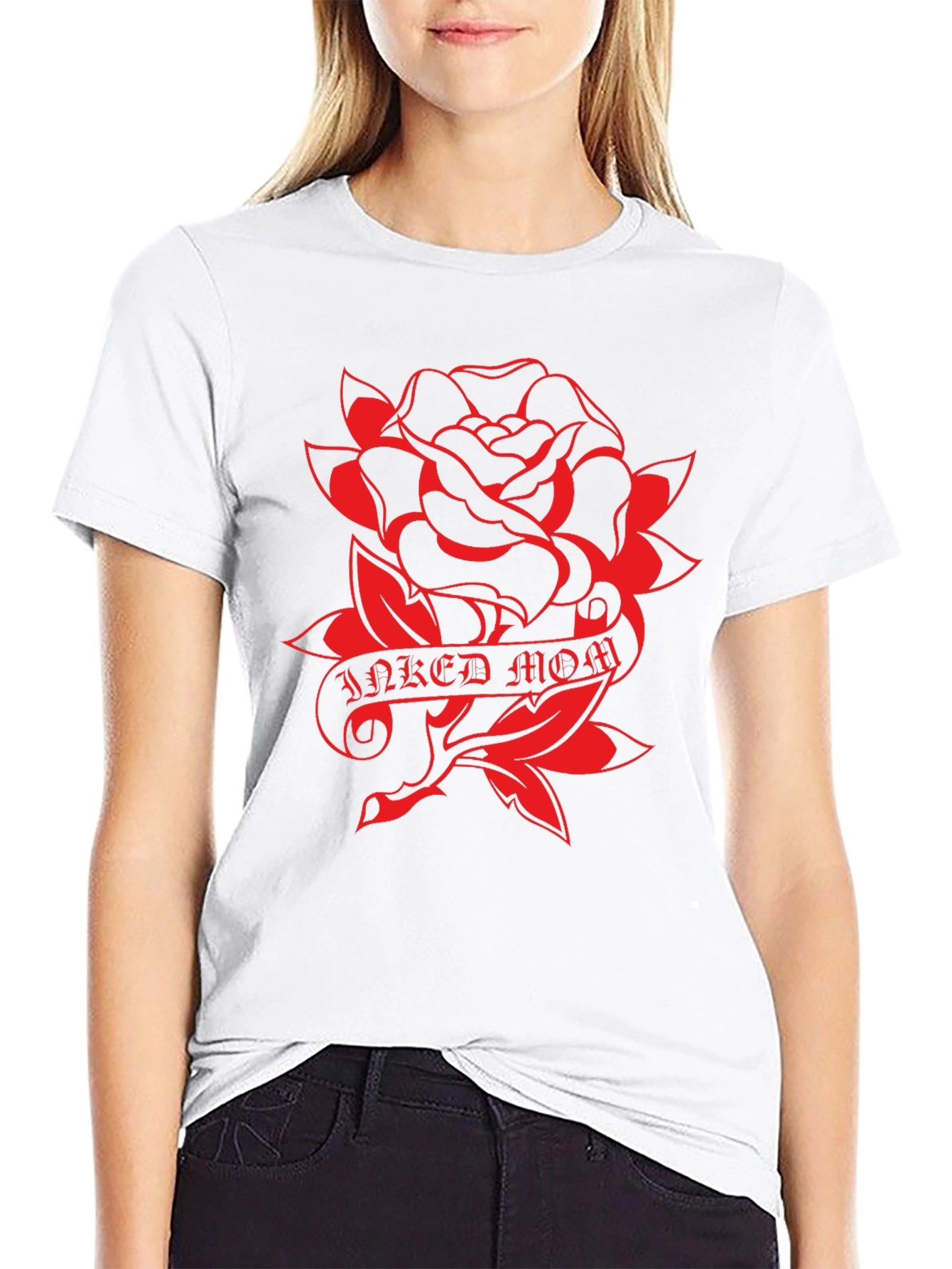 Inked Mom Rose Graphic T-Shirt - Classic Style