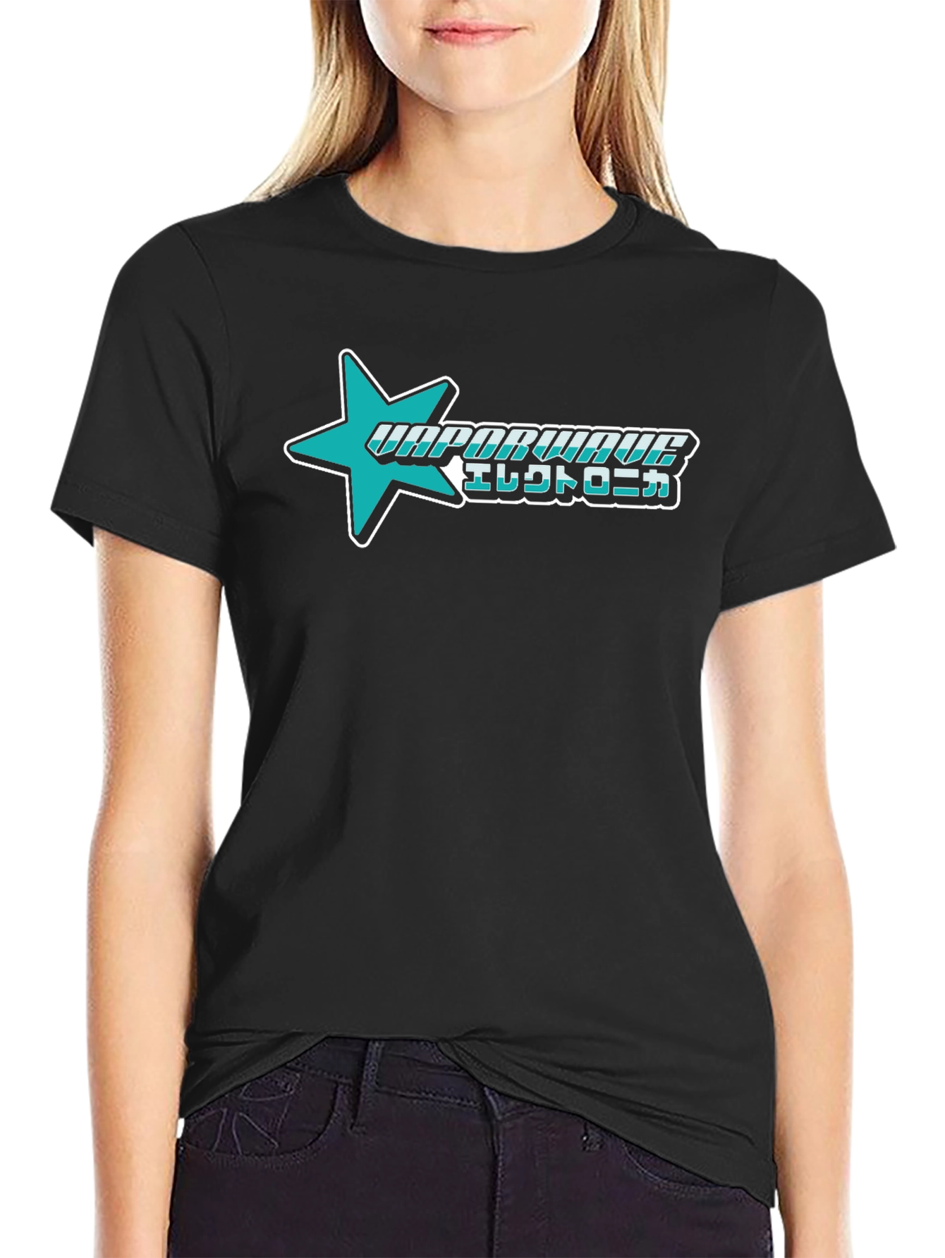 Vaporwave Electronica Star Graphic T-Shirt