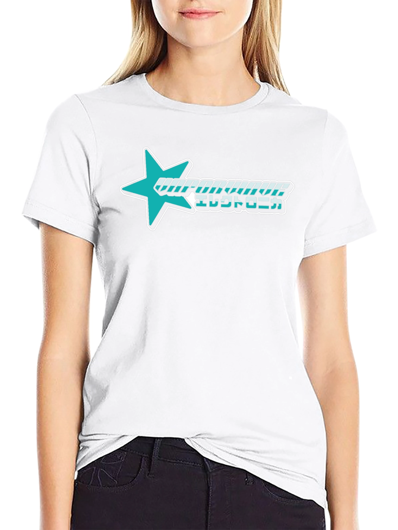 Vaporwave Electronica Star Graphic T-Shirt