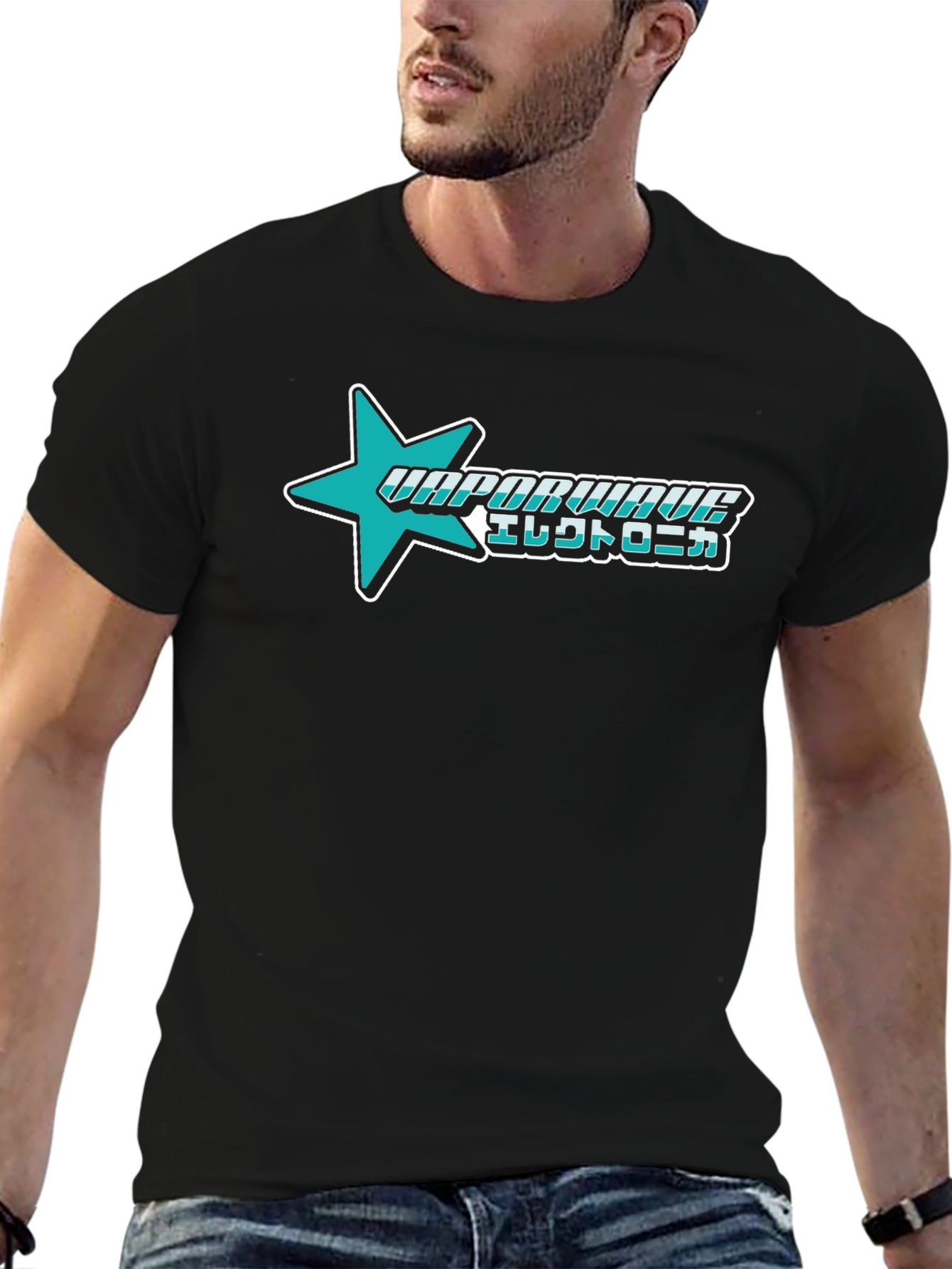 Vaporwave Electronica Star Graphic T-Shirt