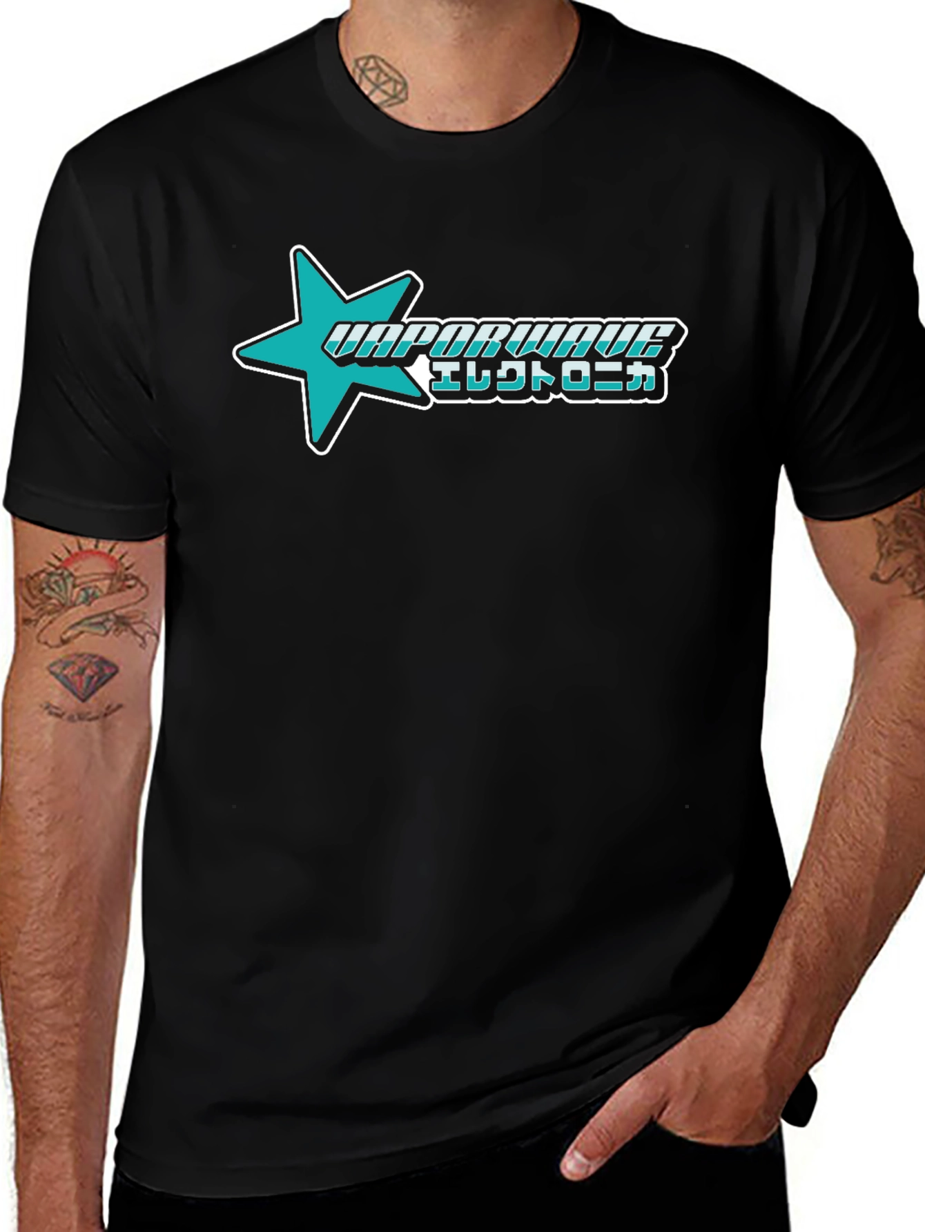 Vaporwave Electronica Star Graphic T-Shirt