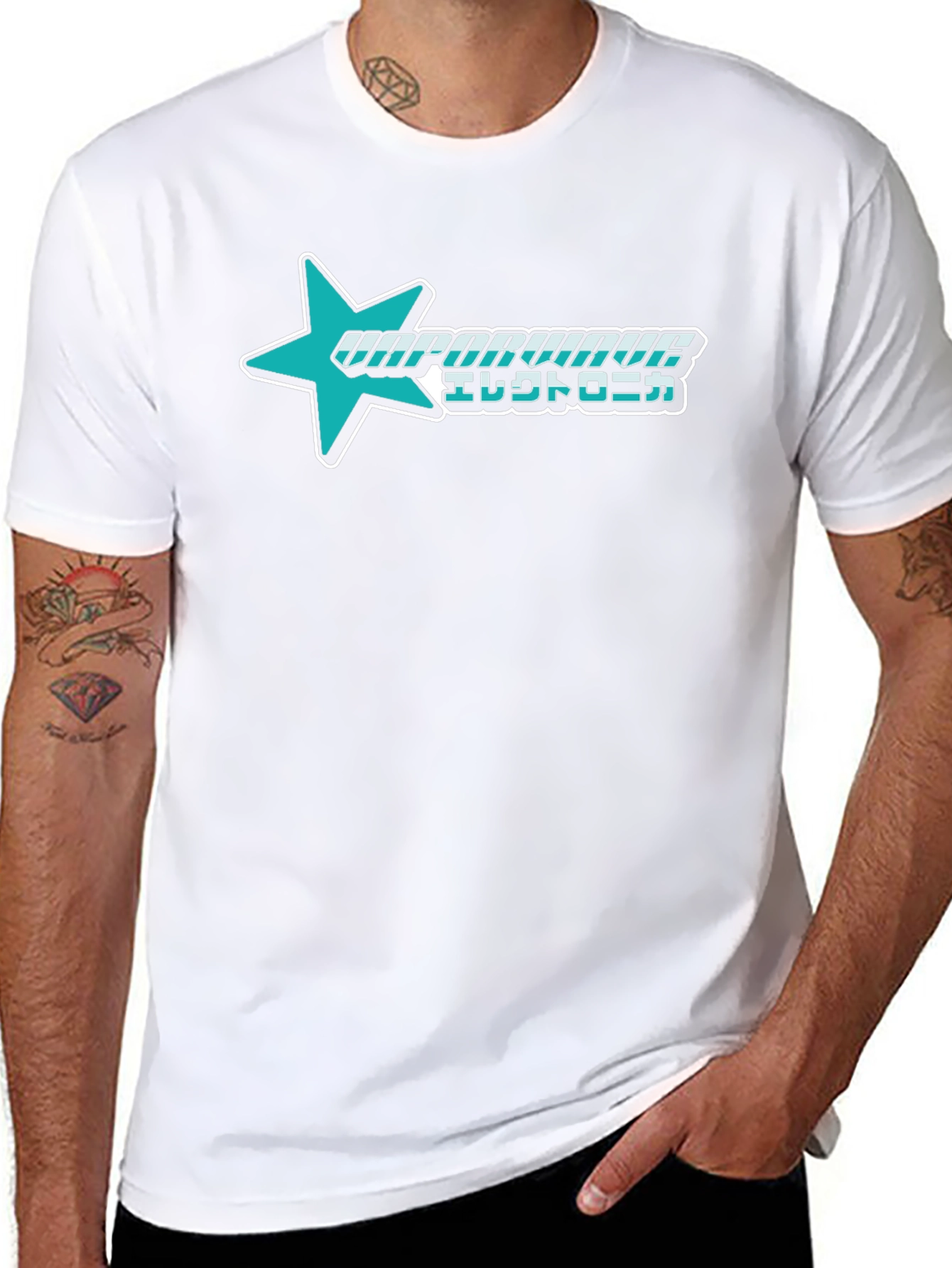 Vaporwave Electronica Star Graphic T-Shirt