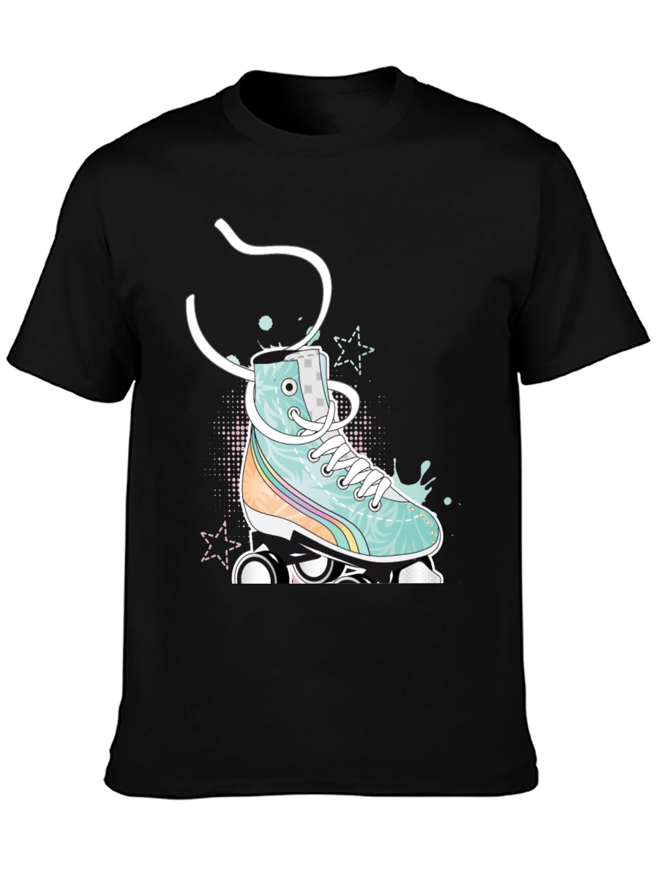 Retro Roller Skate Graphic Tee - Black