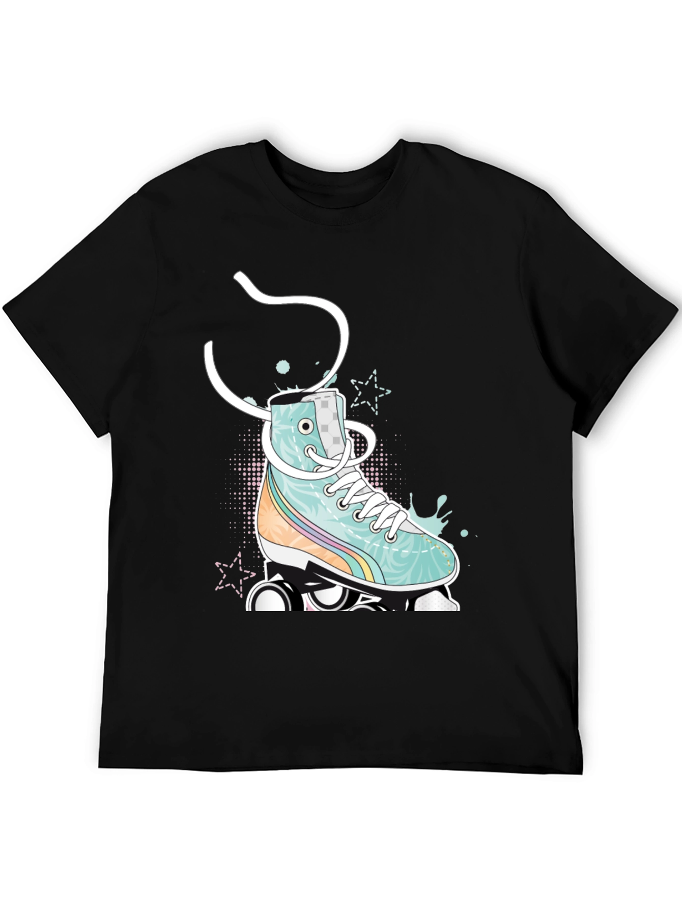 Retro Roller Skate Graphic Tee - Black