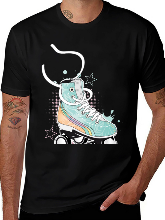 Retro Roller Skate Graphic Tee - Black
