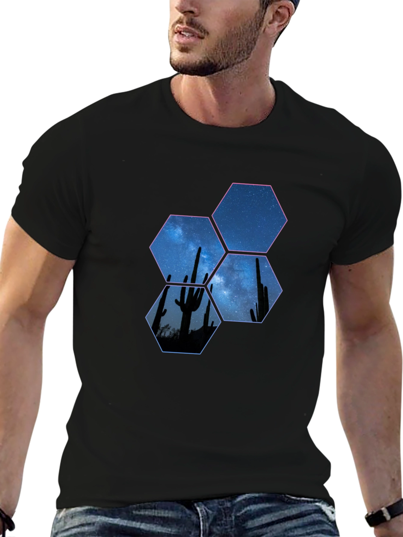 Desert Night Hex Graphic Tee - Black
