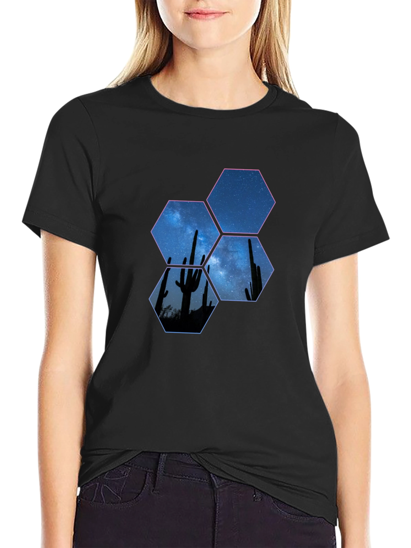 Desert Night Hex Graphic Tee - Black
