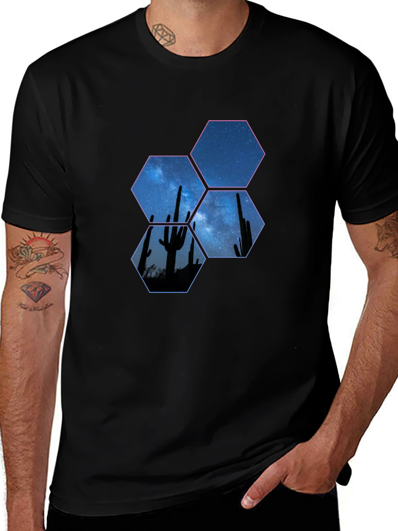 Desert Night Hex Graphic Tee - Black