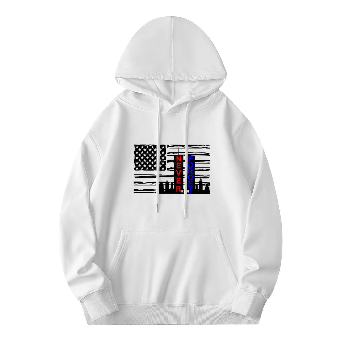 Thin Blue Line American Flag 9/11 Remembrance Graphic Hoodie