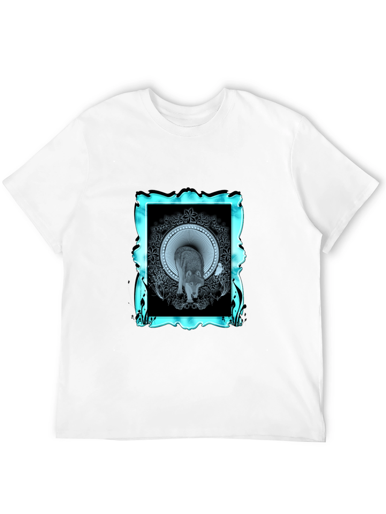 Wolf Graphic Tee - Modern Mandala Design