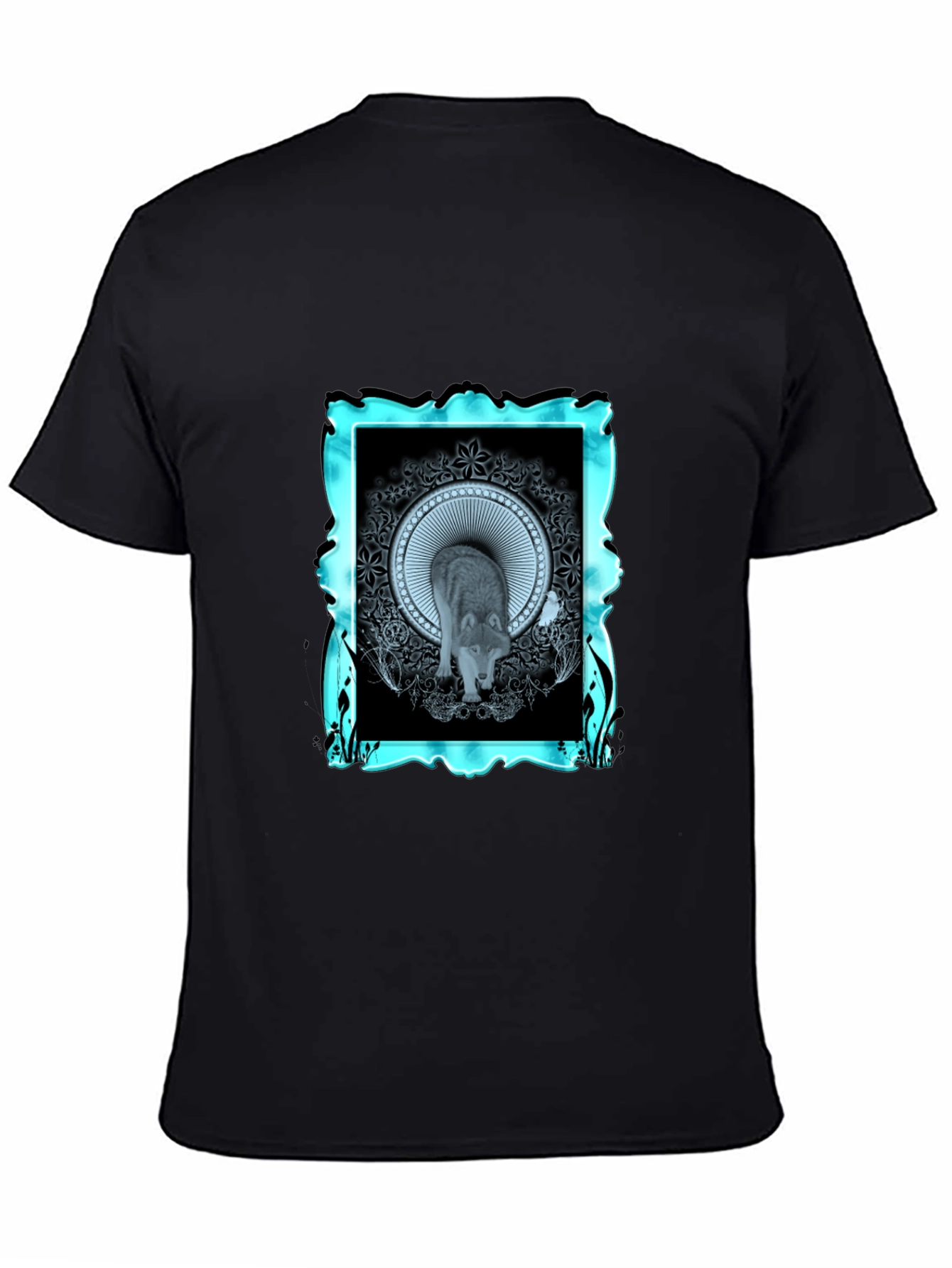 Wolf Graphic Tee - Modern Mandala Design