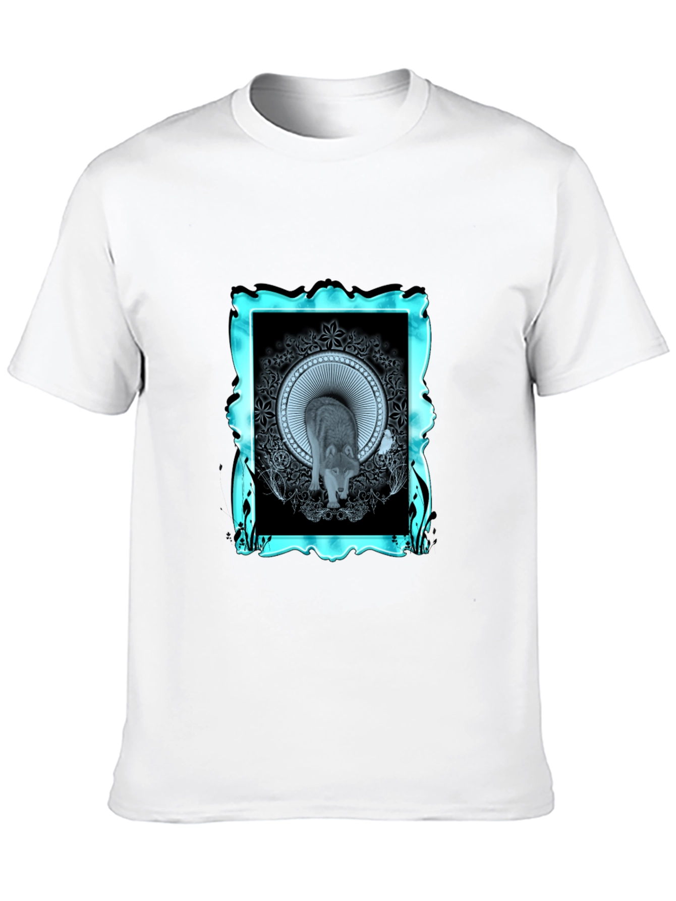 Wolf Graphic Tee - Modern Mandala Design