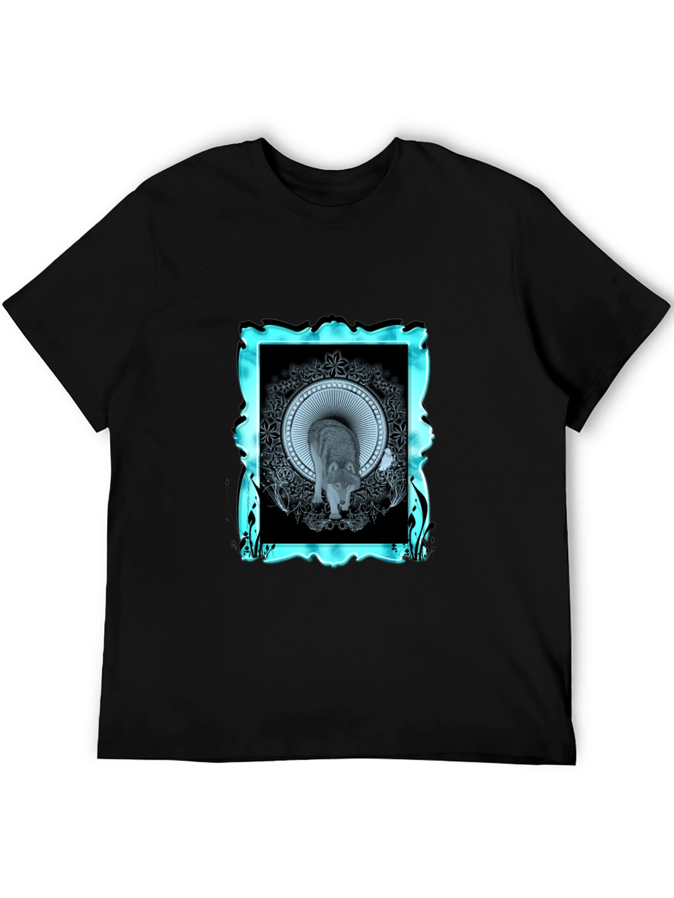 Wolf Graphic Tee - Modern Mandala Design