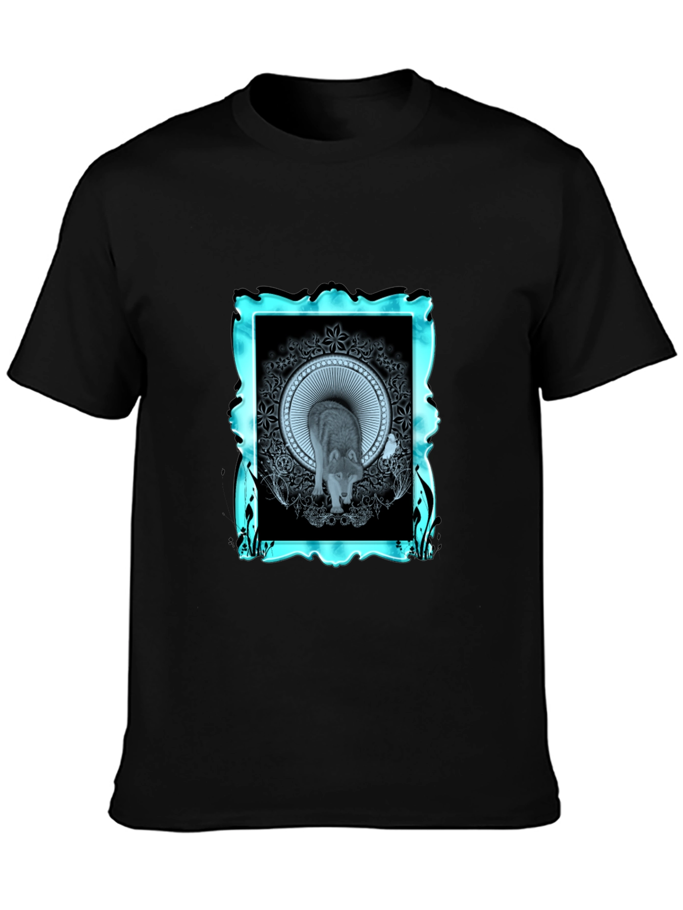 Wolf Graphic Tee - Modern Mandala Design