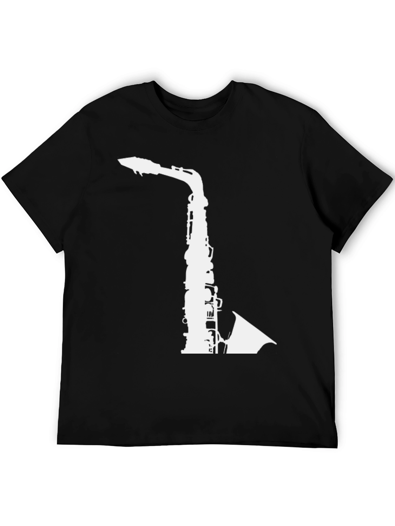 Saxophone Graphic Print Black T-Shirt