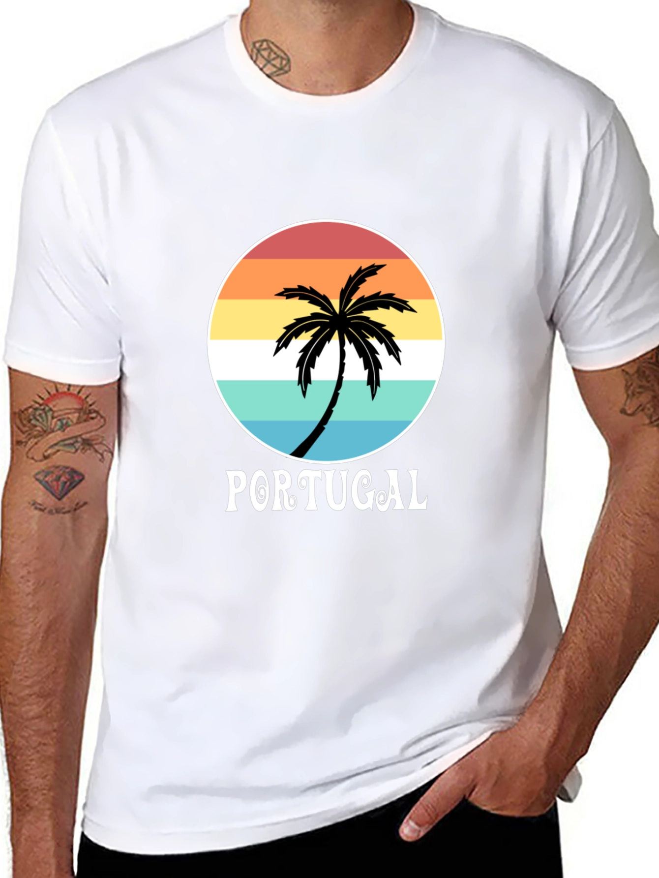Portugal Palm Tree T-Shirt - Beach Vacation Souvenir