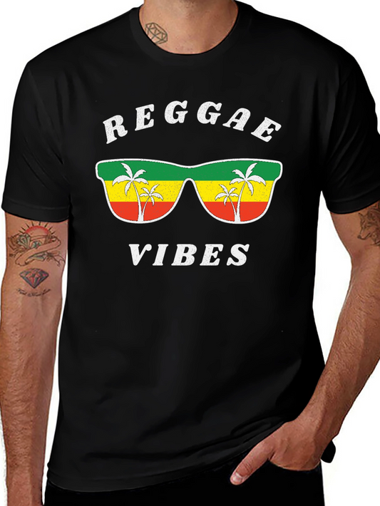 Reggae Vibes T-Shirt - Rasta Colors Palm Tree Sunglasses Tee