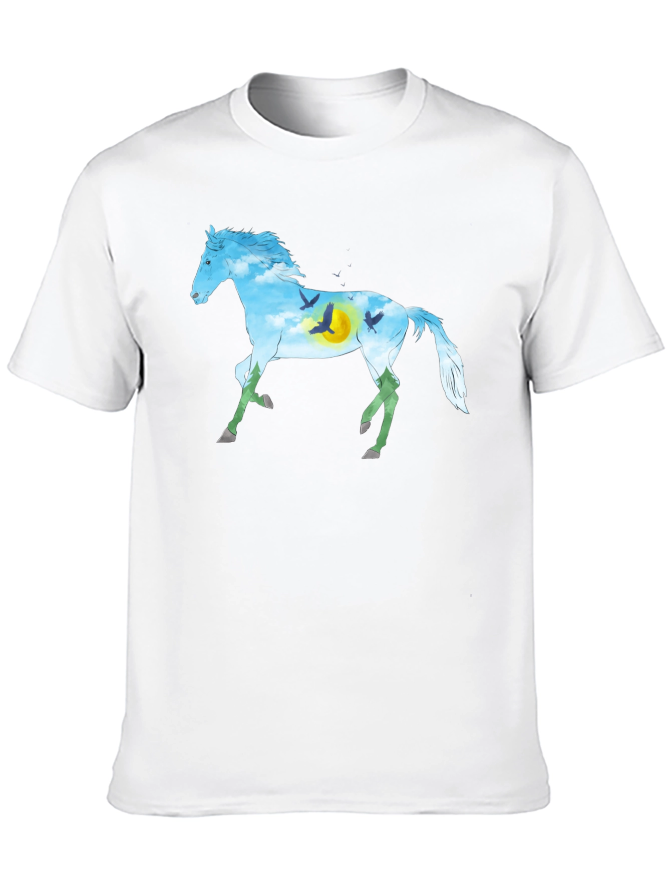 Horse Silhouette Nature Graphic Tee - Black
