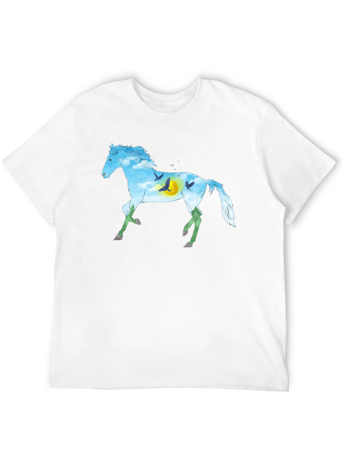 Horse Silhouette Nature Graphic Tee - Black