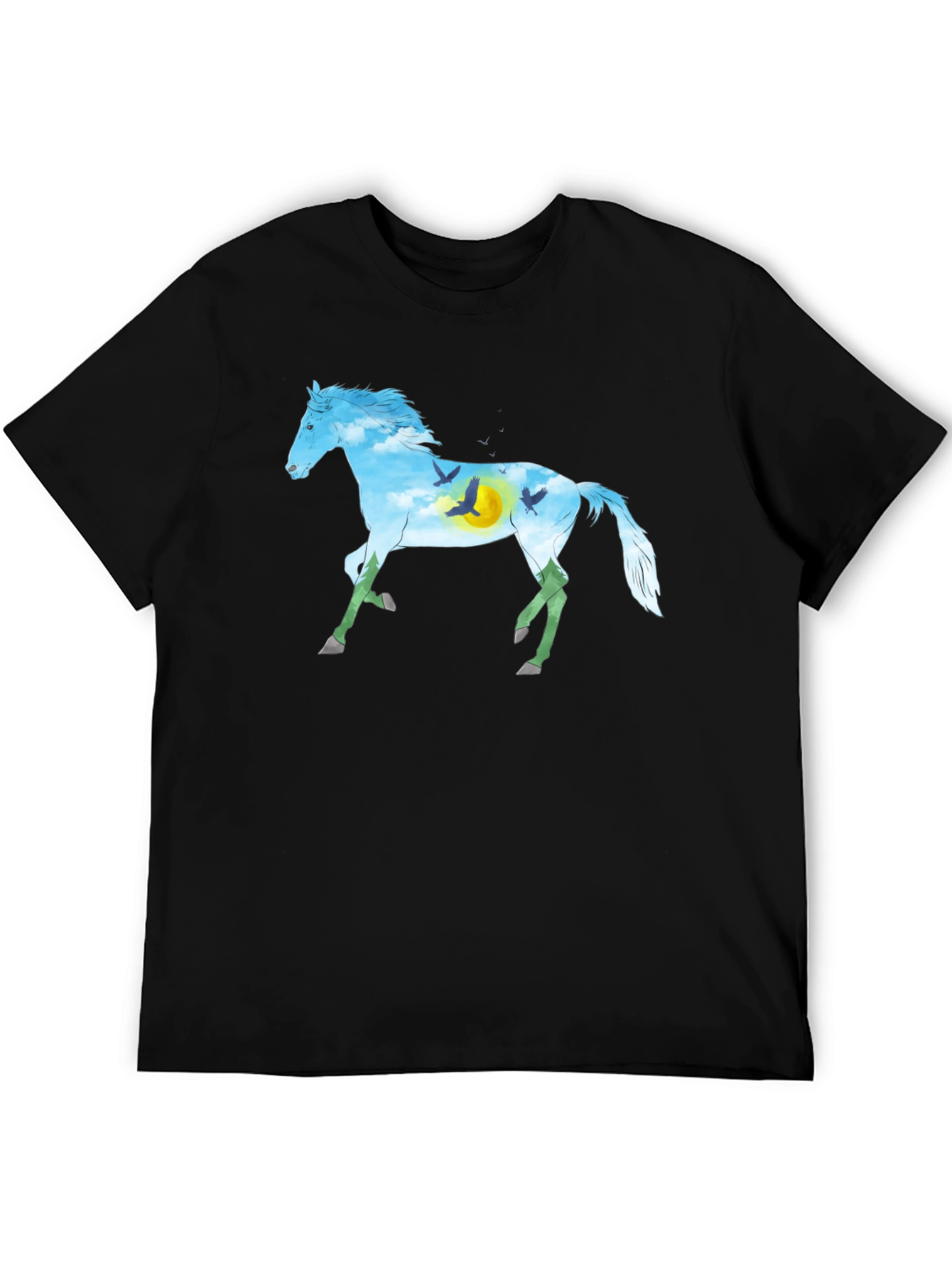 Horse Silhouette Nature Graphic Tee - Black