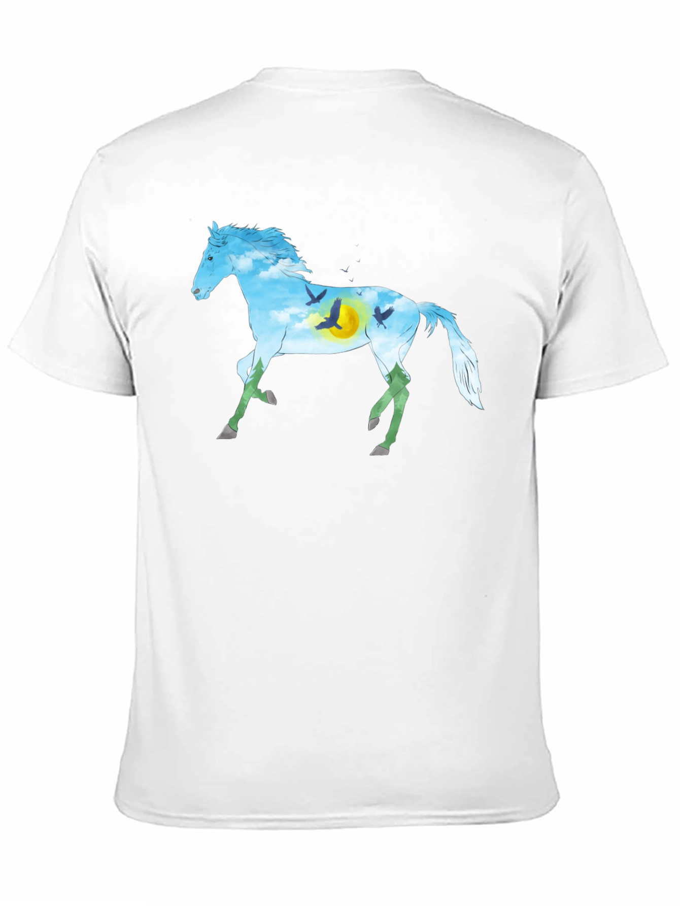 Horse Silhouette Nature Graphic Tee - Black