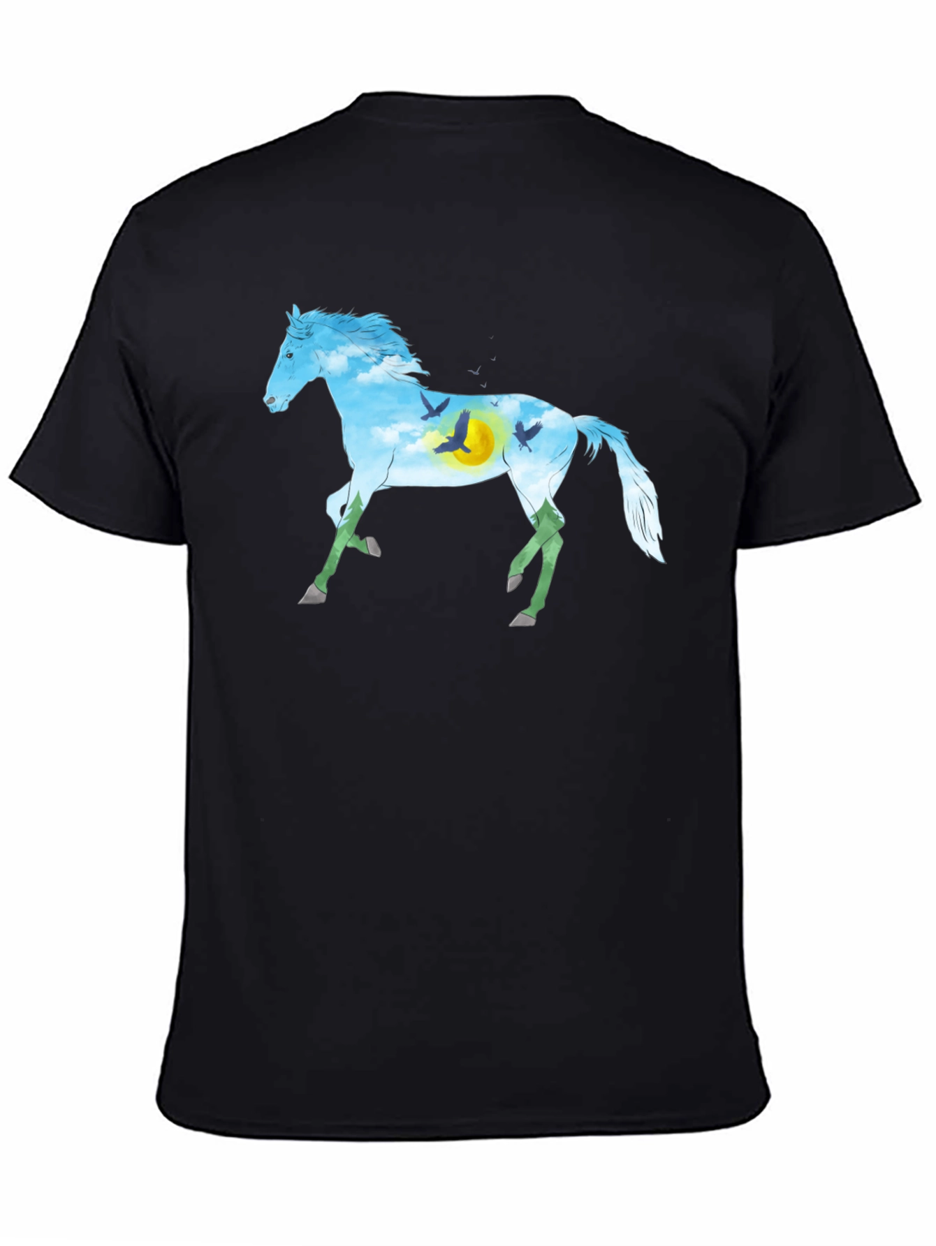 Horse Silhouette Nature Graphic Tee - Black